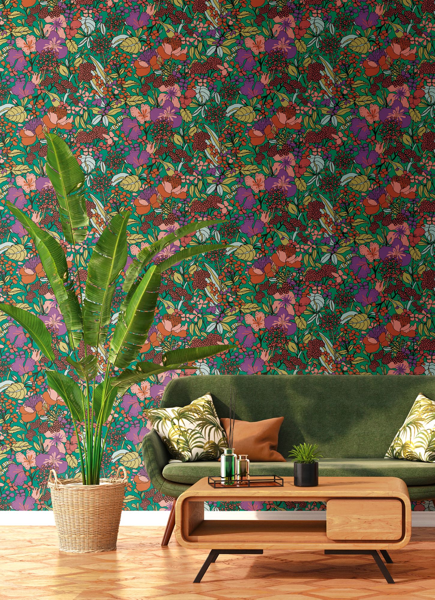 Architects Paper Floral Impression, Dschungeltapete, bunt, grün 377561
