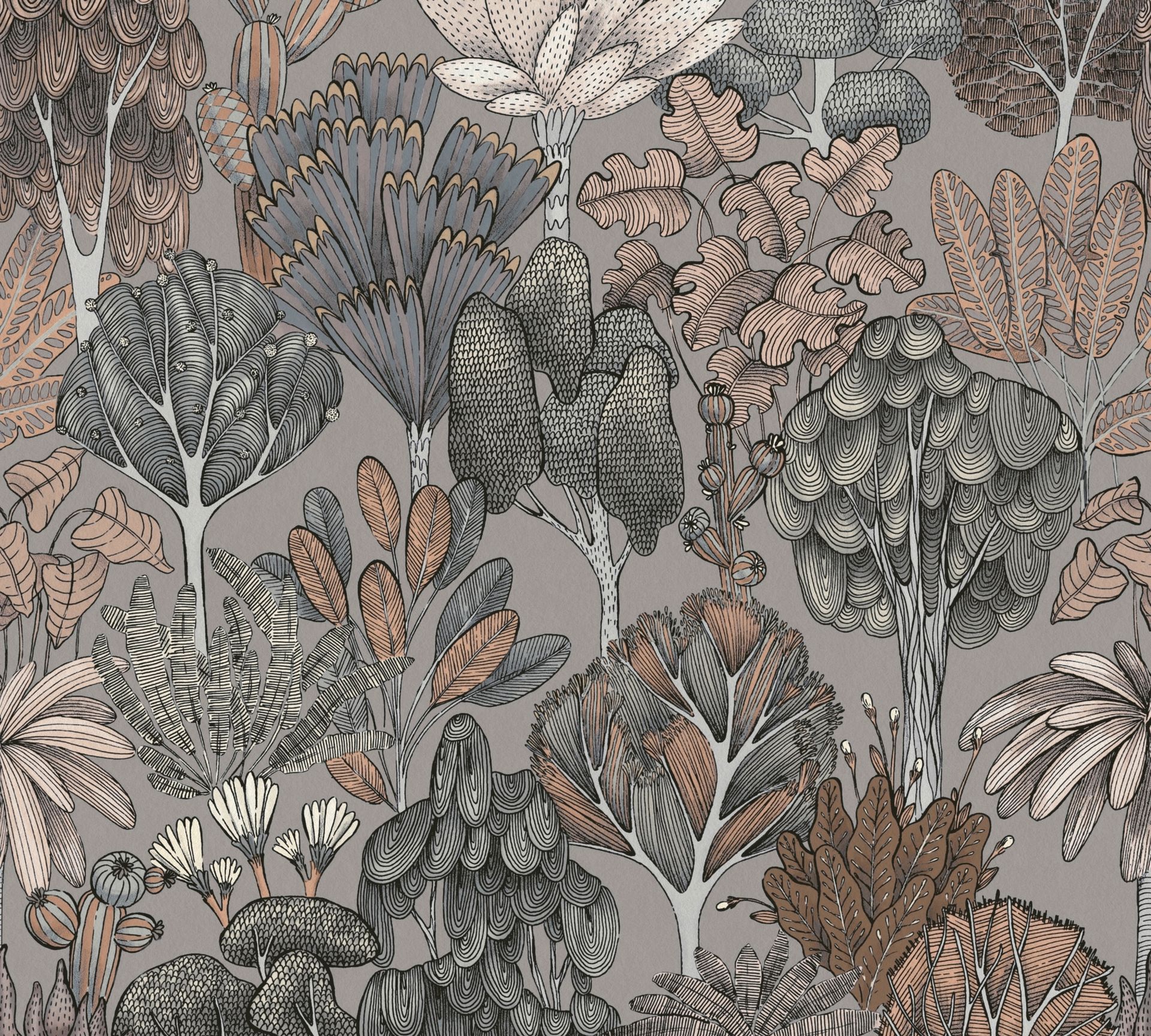 Architects Paper Floral Impression, Dschungeltapete, grau, beige 377574