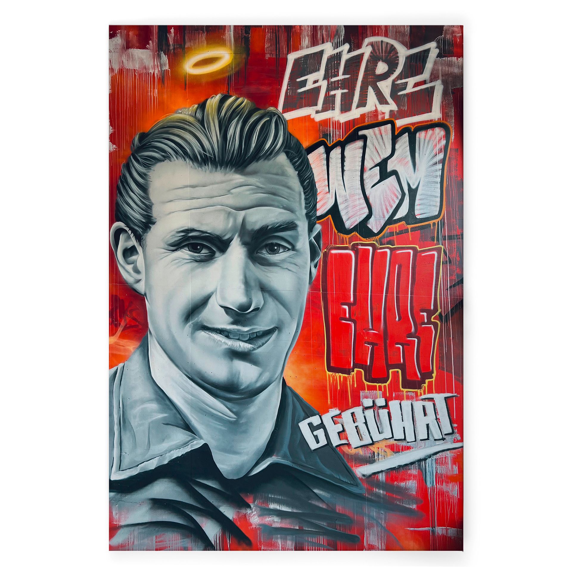 FCK Maltag-Graffiti Fritz Walter „Ehre, wem Ehre gebührt“ Leinwand 90x60cm