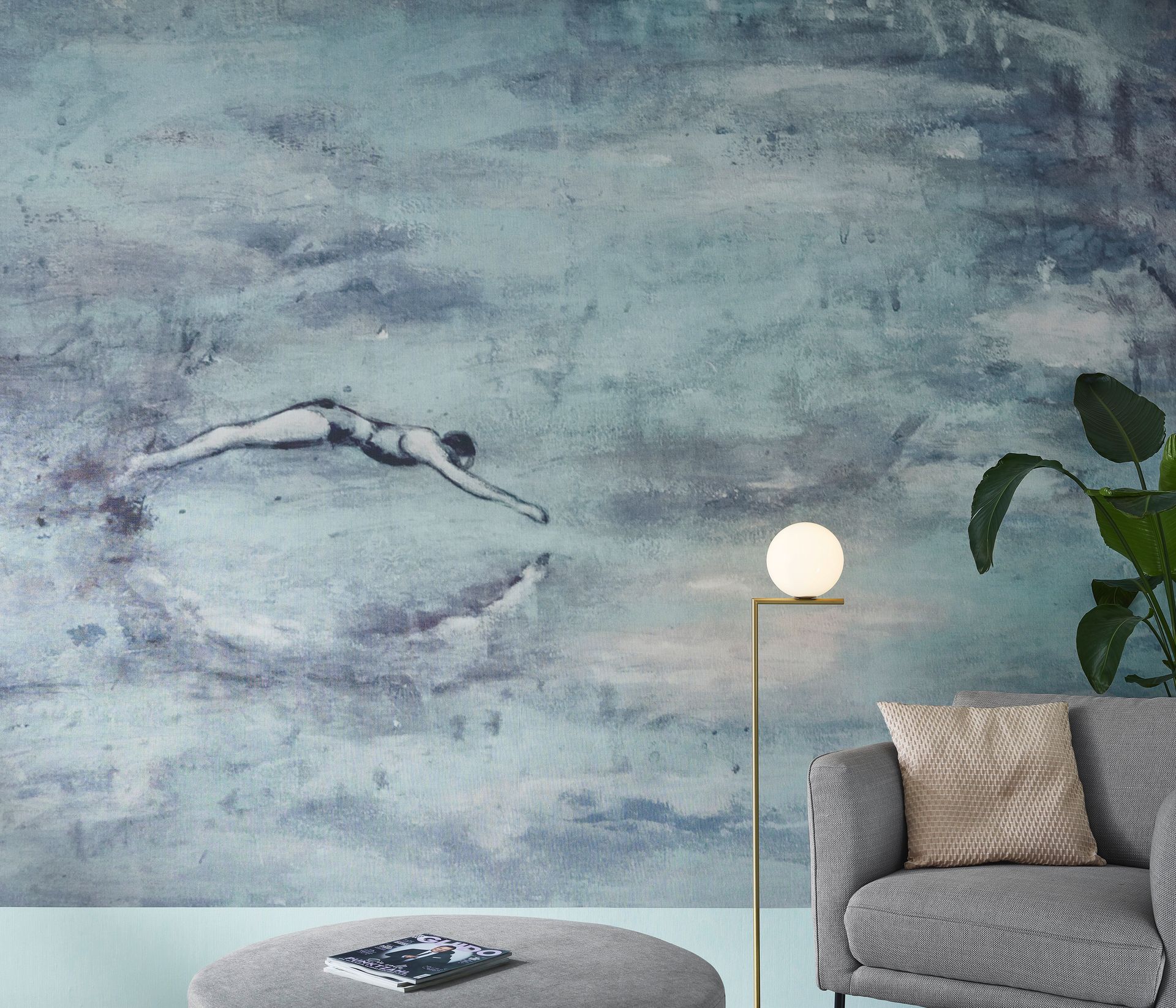 Vliestapete Aquarelloptik blau Erismann 223310