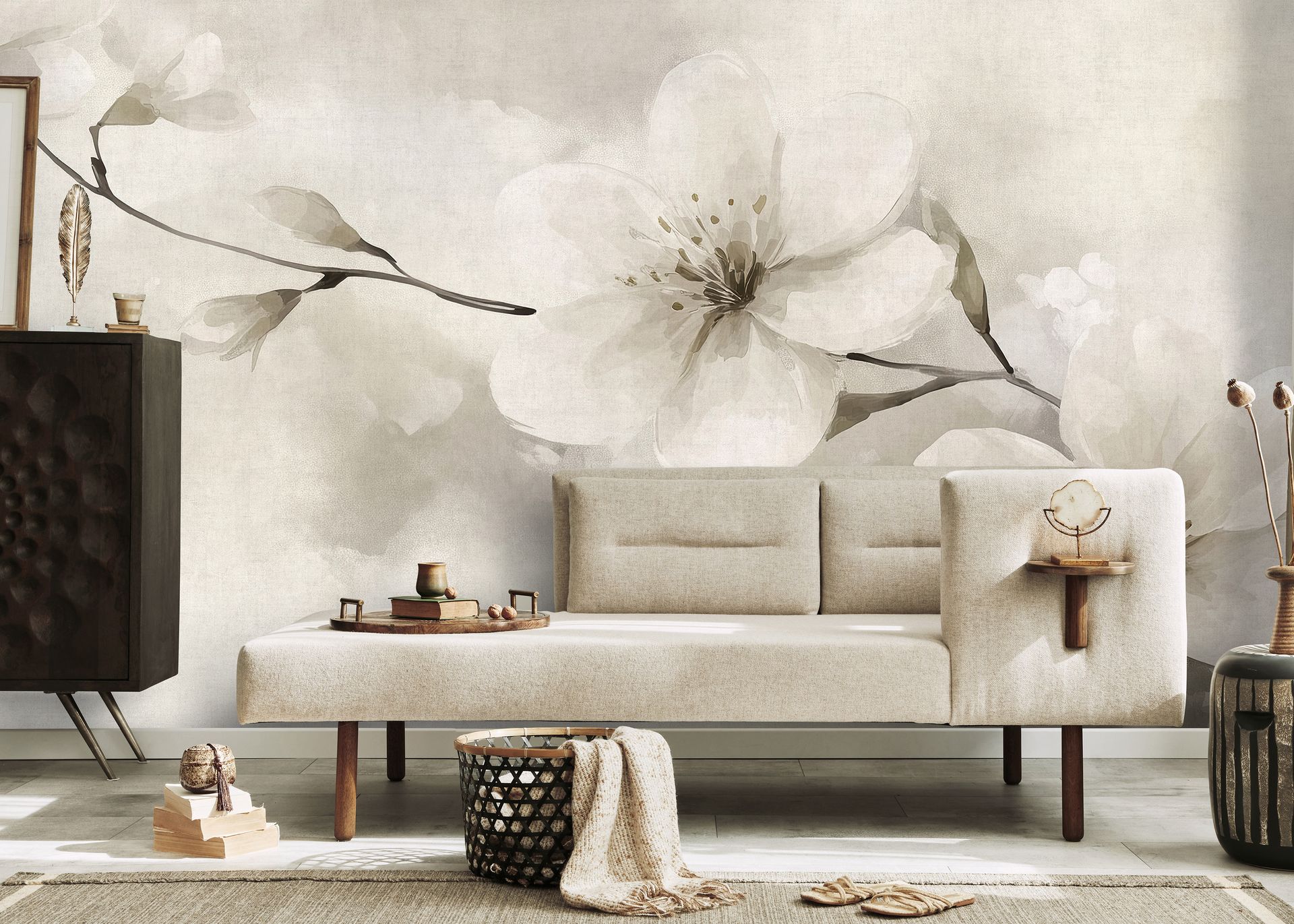 Vliestapete Kirschblütenmotiv beige Erismann 220700701