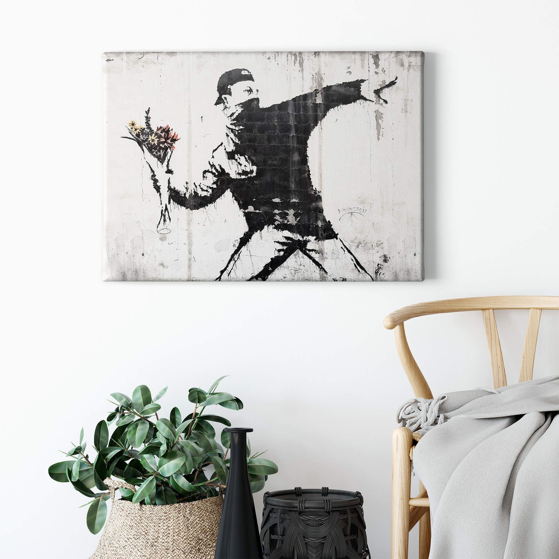 Leinwandbild Banksy, Flower Thrower, 70x50 cm DD123082
