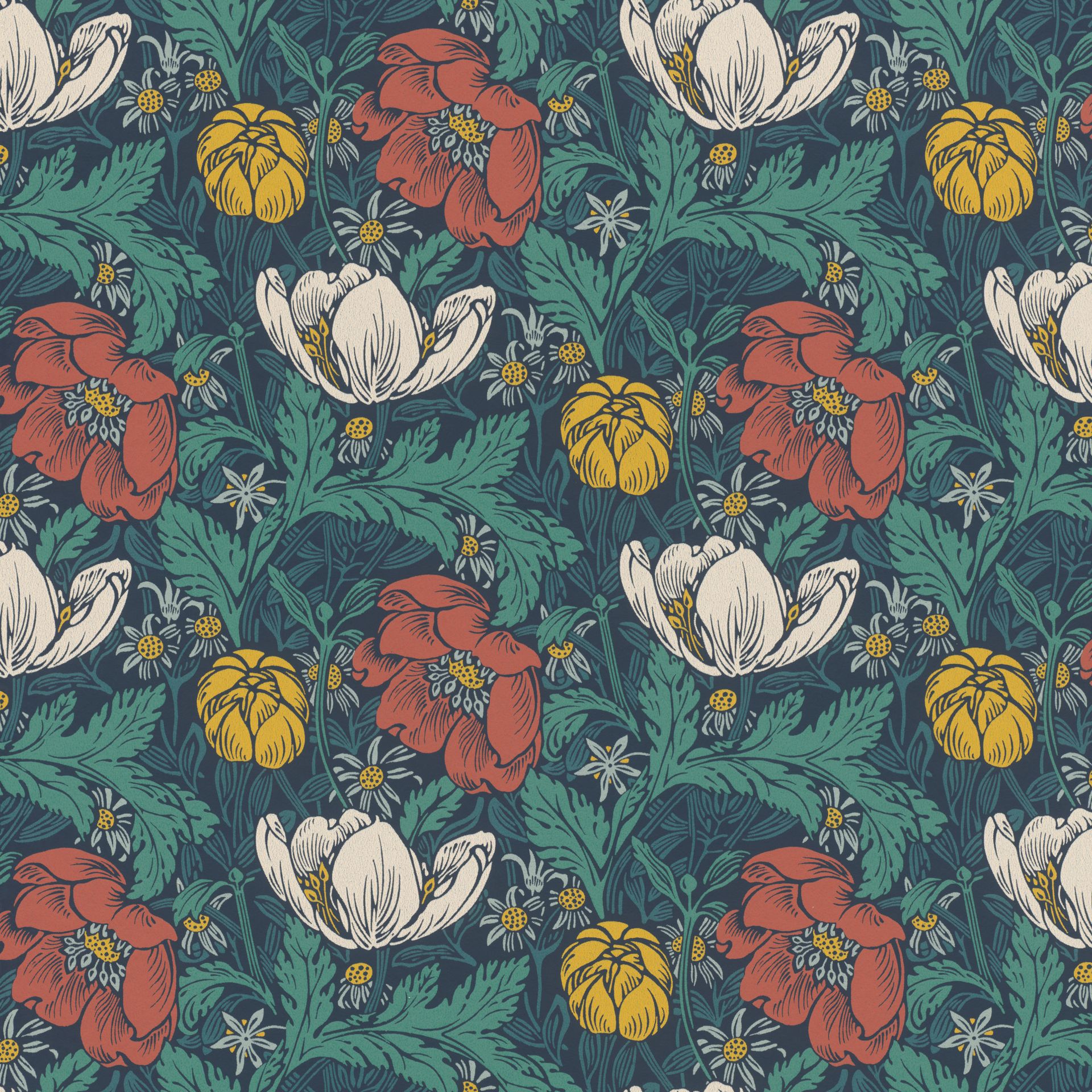 Rasch Salisbury, Floral, grün rot 552546 Dekorbild
