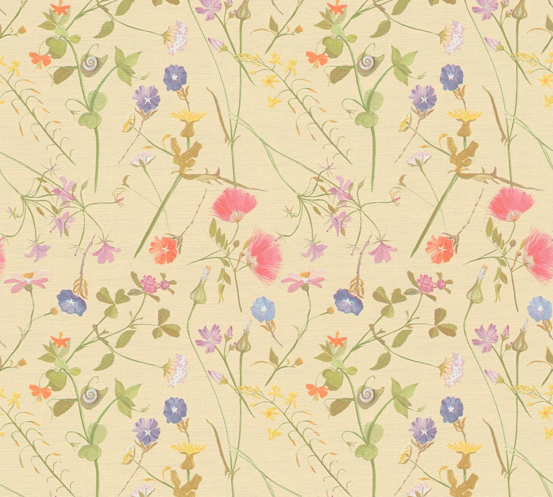 Vinyltapete, Florale Tapete, bunt 389013
