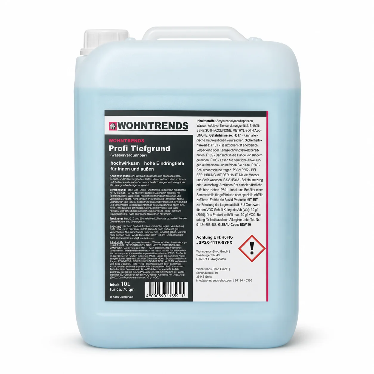 Wohntrends Profi Tiefgrund 10 Liter Kanister Vorderansicht