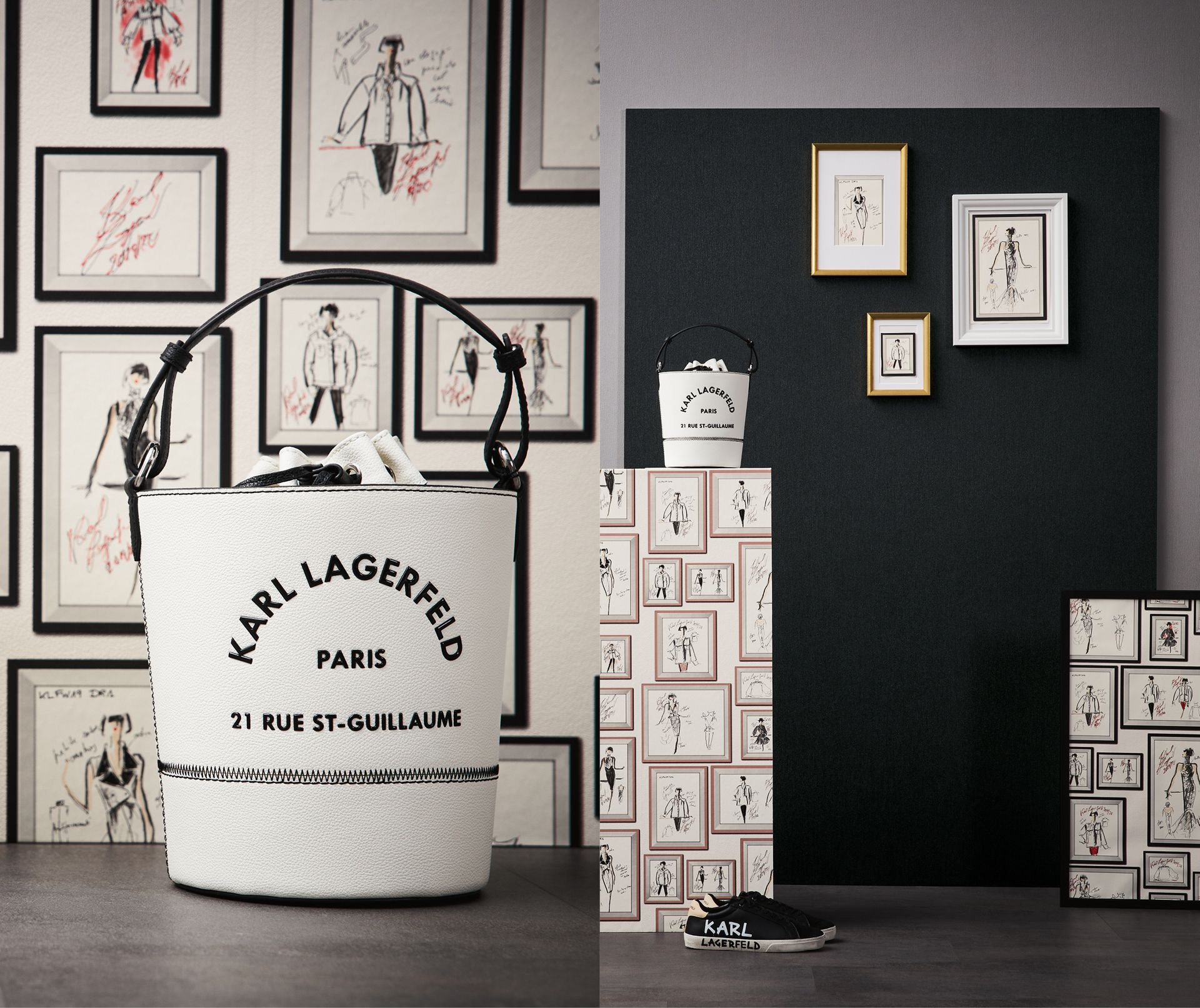Karl Lagerfeld, Design Tapete, weiß, schwarz 378463