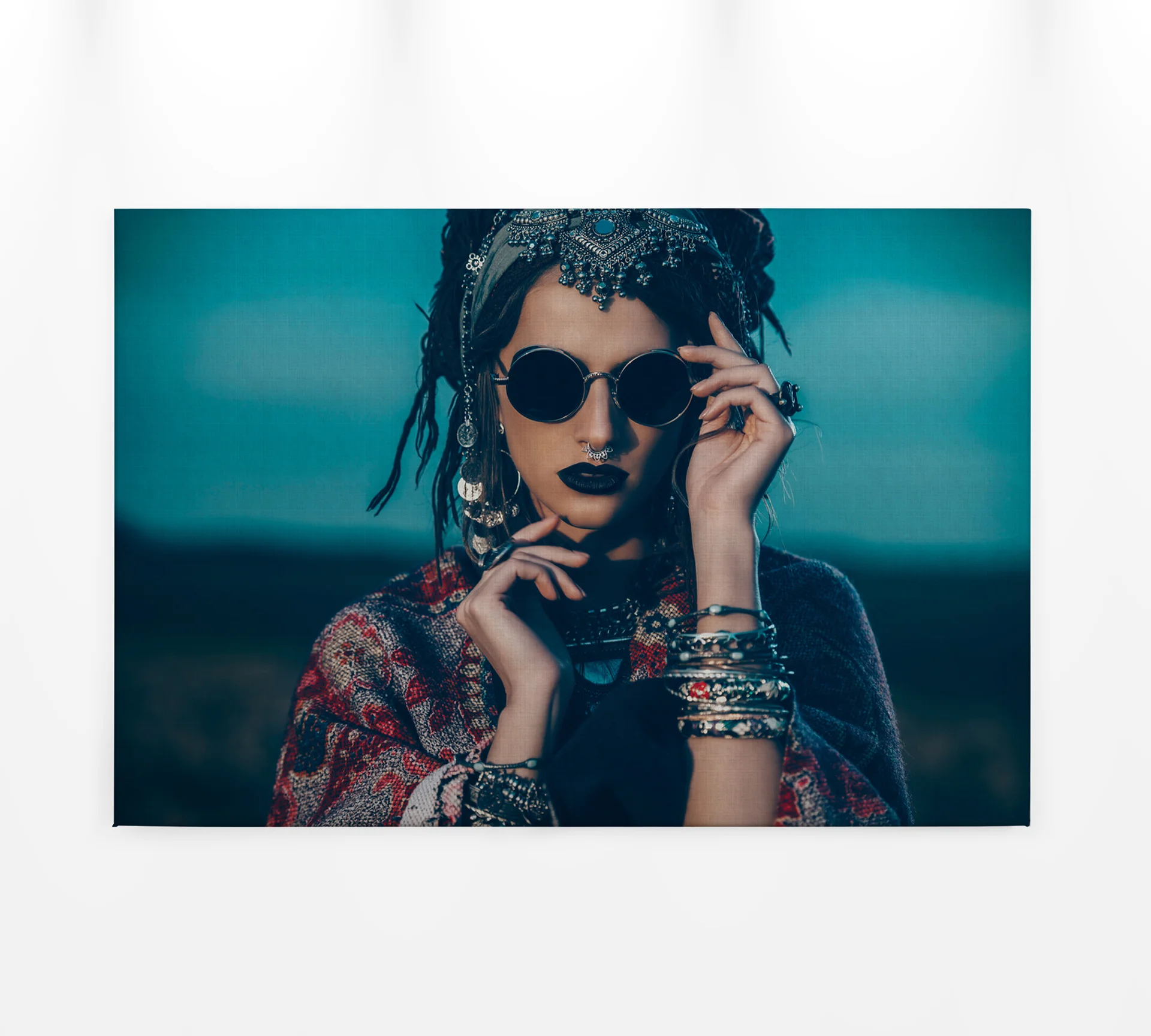 Leinwandbild Person, blau, 90x60 cm DD120416