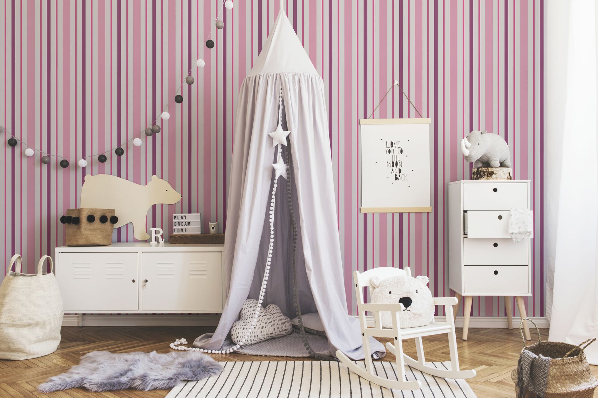 A.S. Création Boys & Girls 6, Streifentapete, rosa, lila 898319