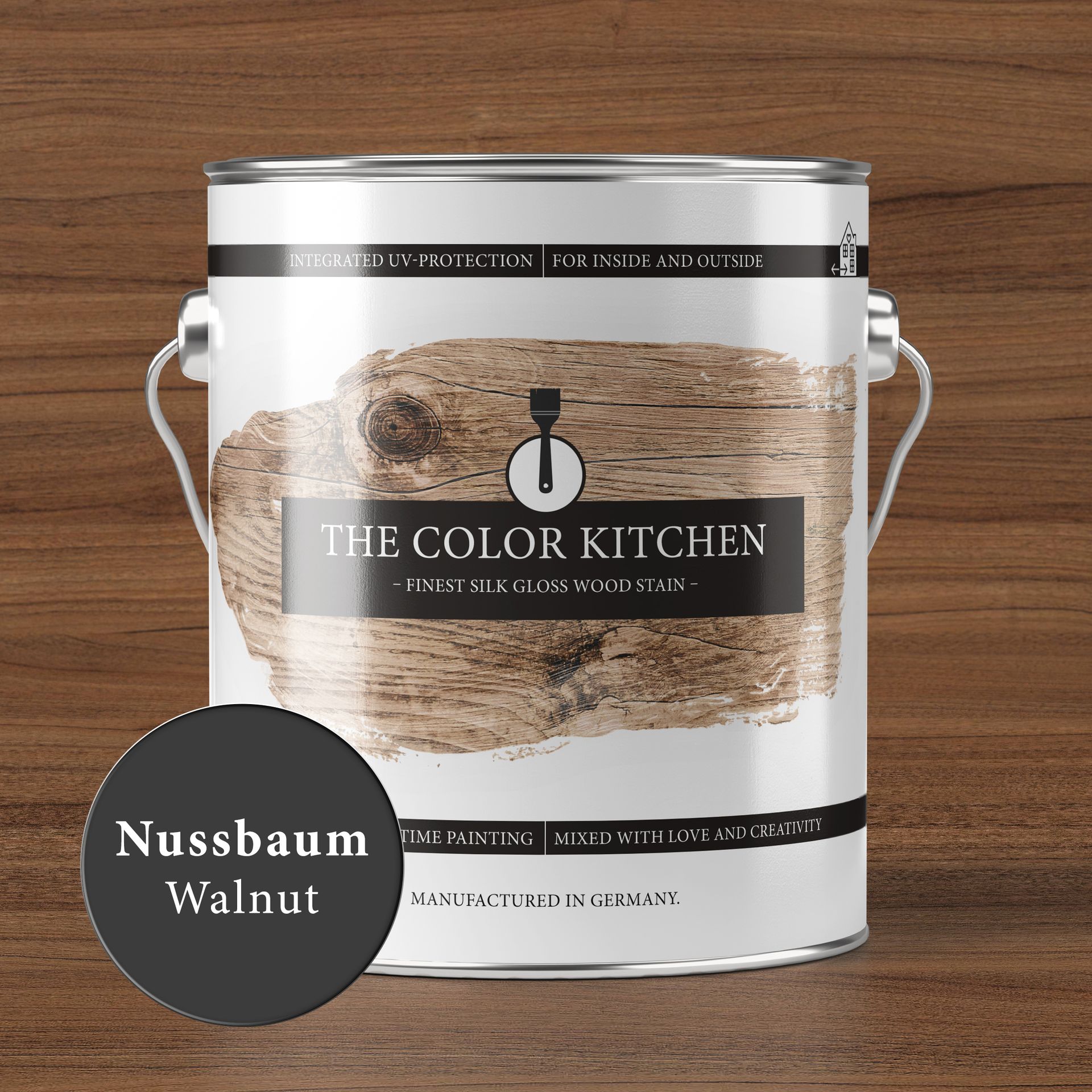 Holzlasur Nussbaum seidenglänzend - 2,5l - The Color Kitchen