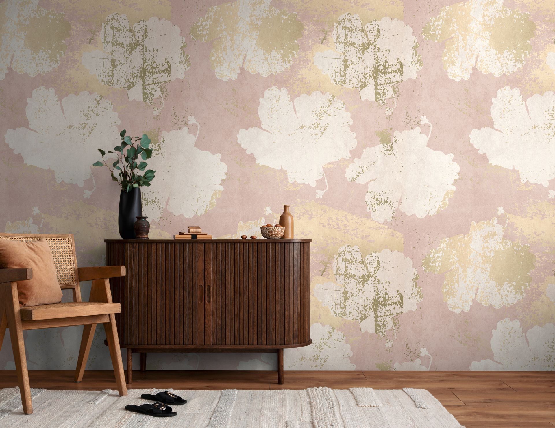 Fototapete mit Blumenmotiv in Rosa ➤ 1,59x2,80 m