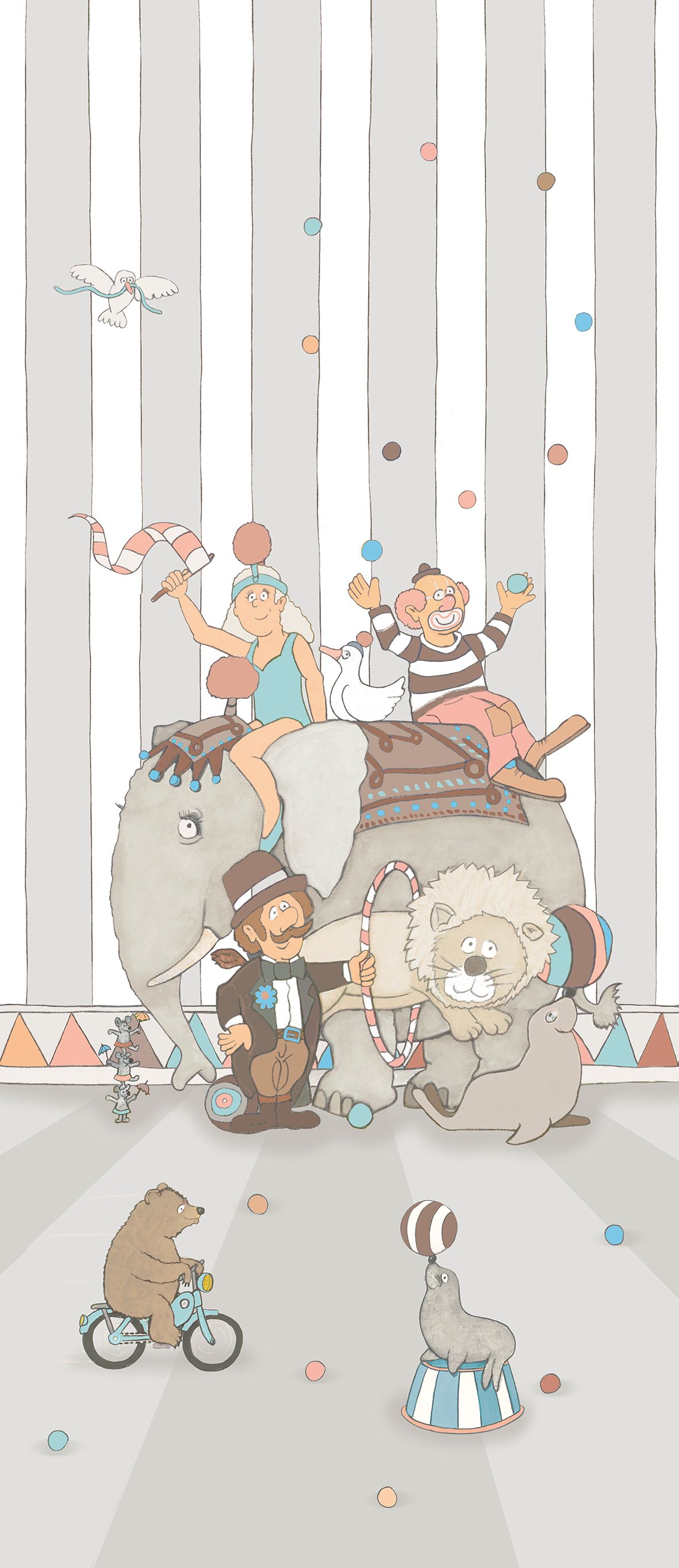 Marburg Kinder Digitaldruck, Elefant Illustration, grau 46508