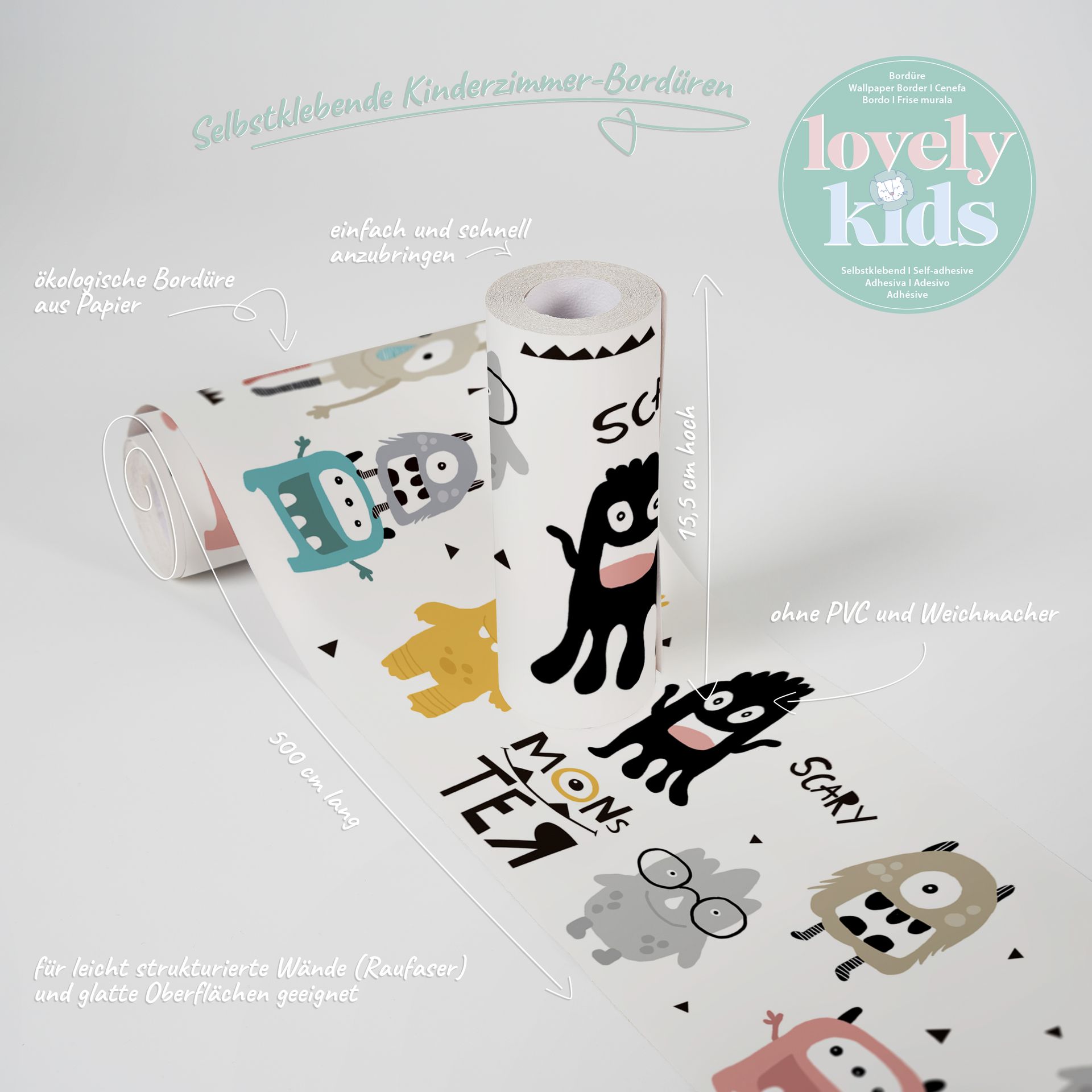 A.S. Création Lovely Kids, Kinderzimmerbordüre, bunt, gelb 403754