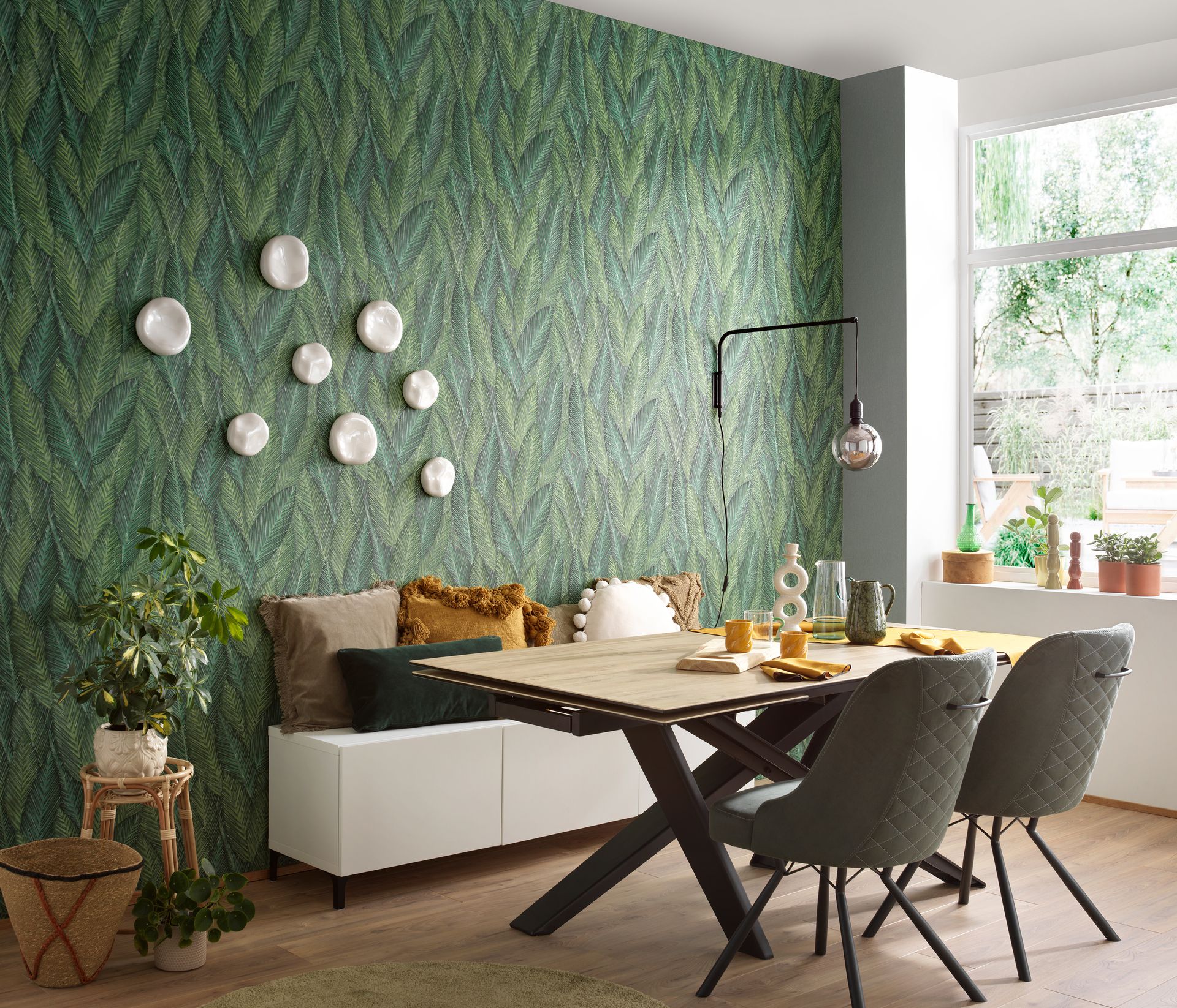 Vliestapete Palmblattmotiv grün Erismann 1039107 Vliestapete Palmblattmotiv grün Erismann 1039107