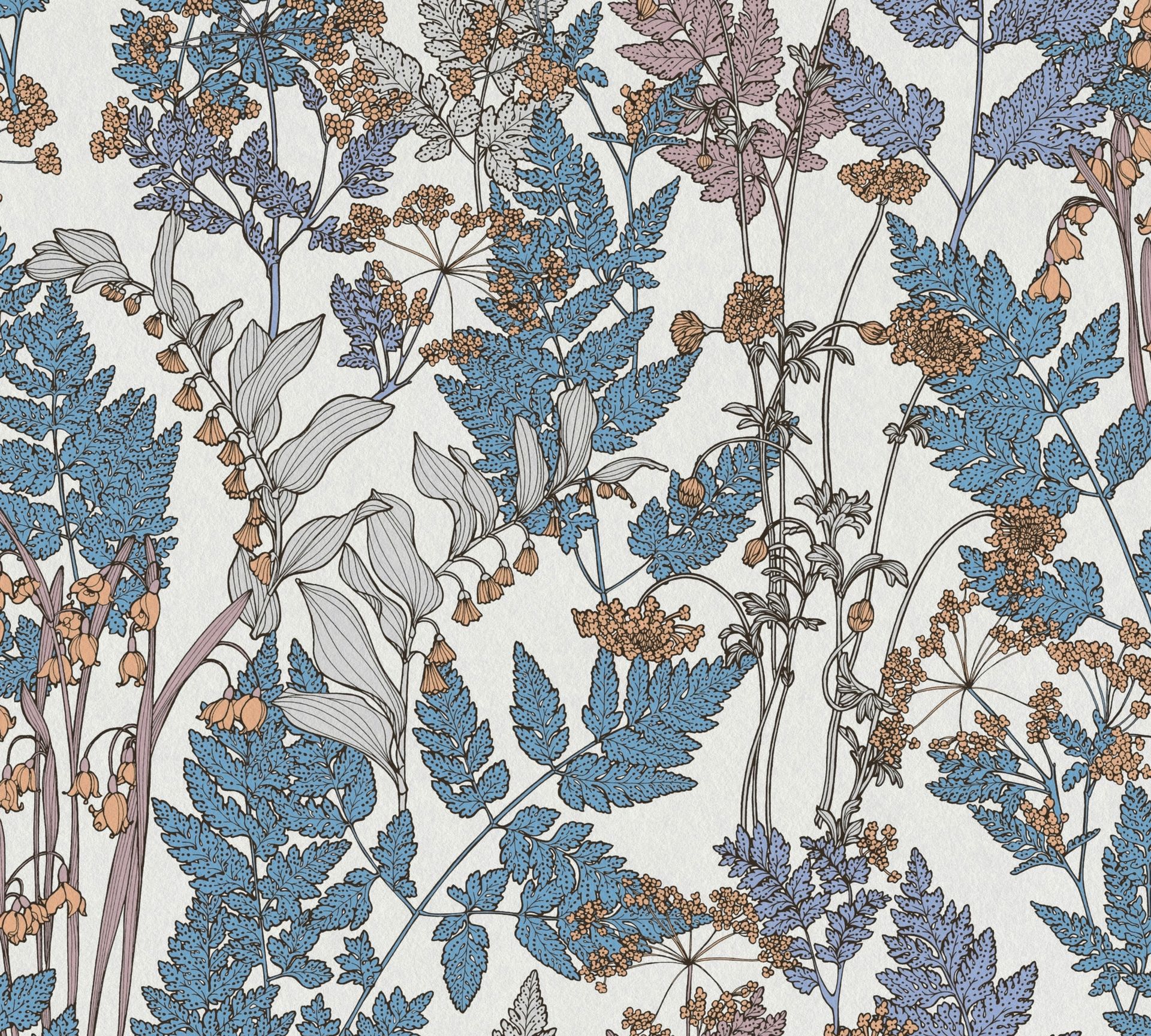 Architects Paper Floral Impression, Florale Tapete, blau, creme 377517 Dekorbild