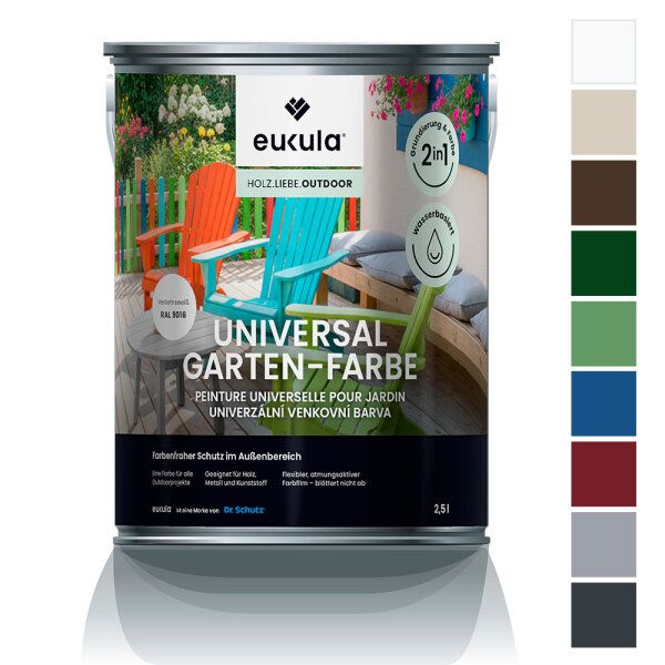 eukula Universal Garten-Farbe verkehrsweiß 1 Liter