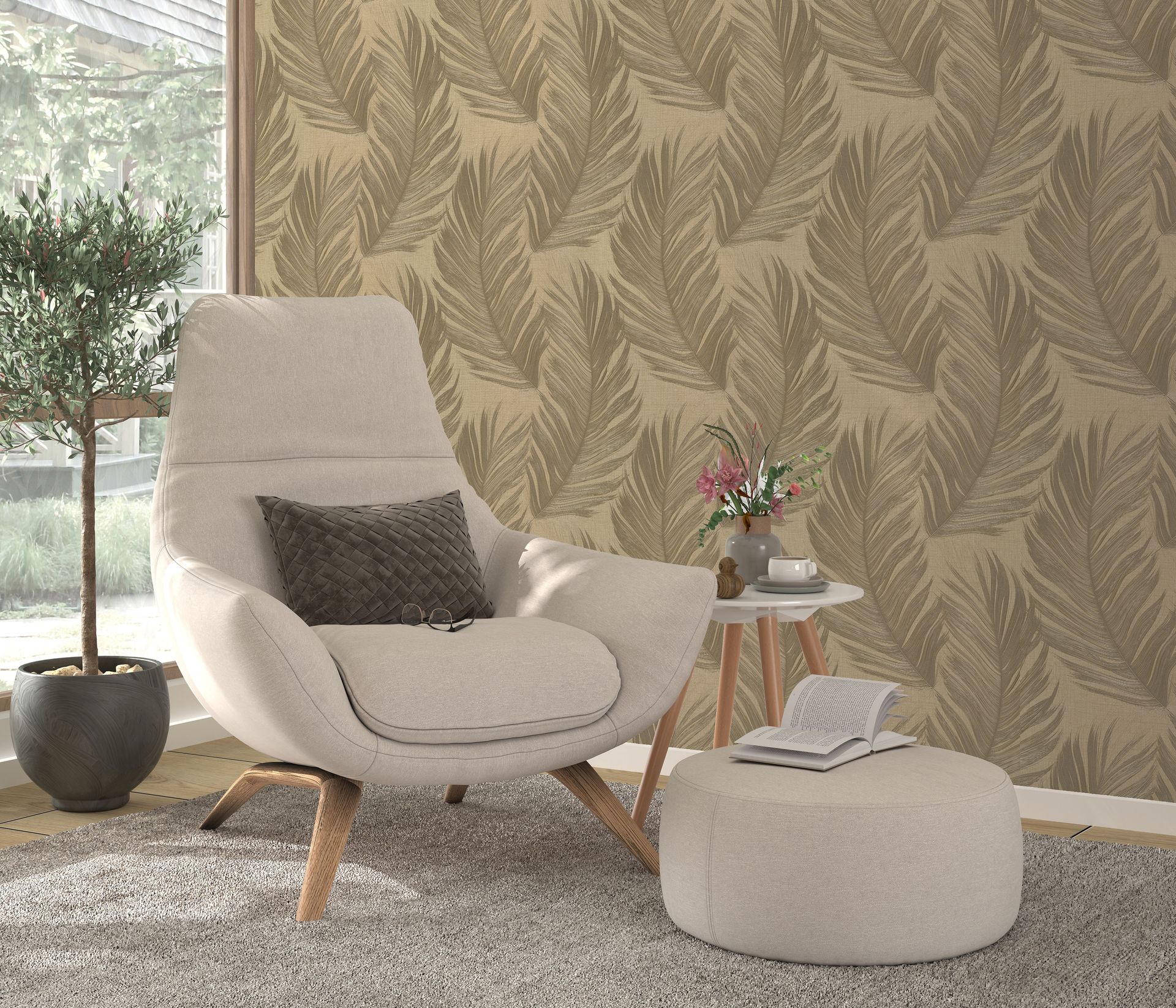 Botanische Tapete Palmenmotiv beige Erismann 1051630 Botanische Tapete Palmenmotiv beige Erismann 1051630