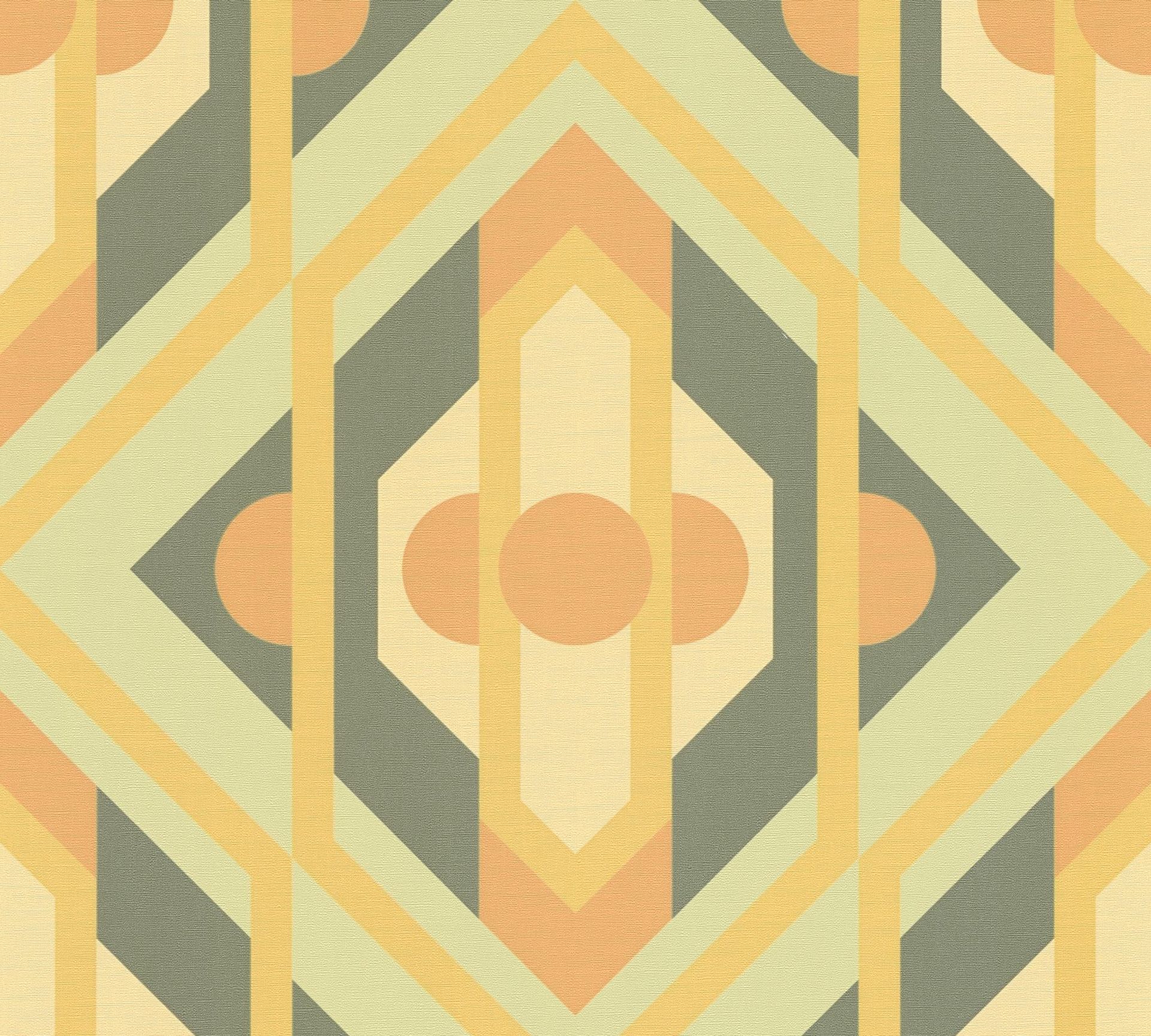 A.S. Création Retro Chic, Grafische Tapete, grün, gelb 395312 Dekorbild