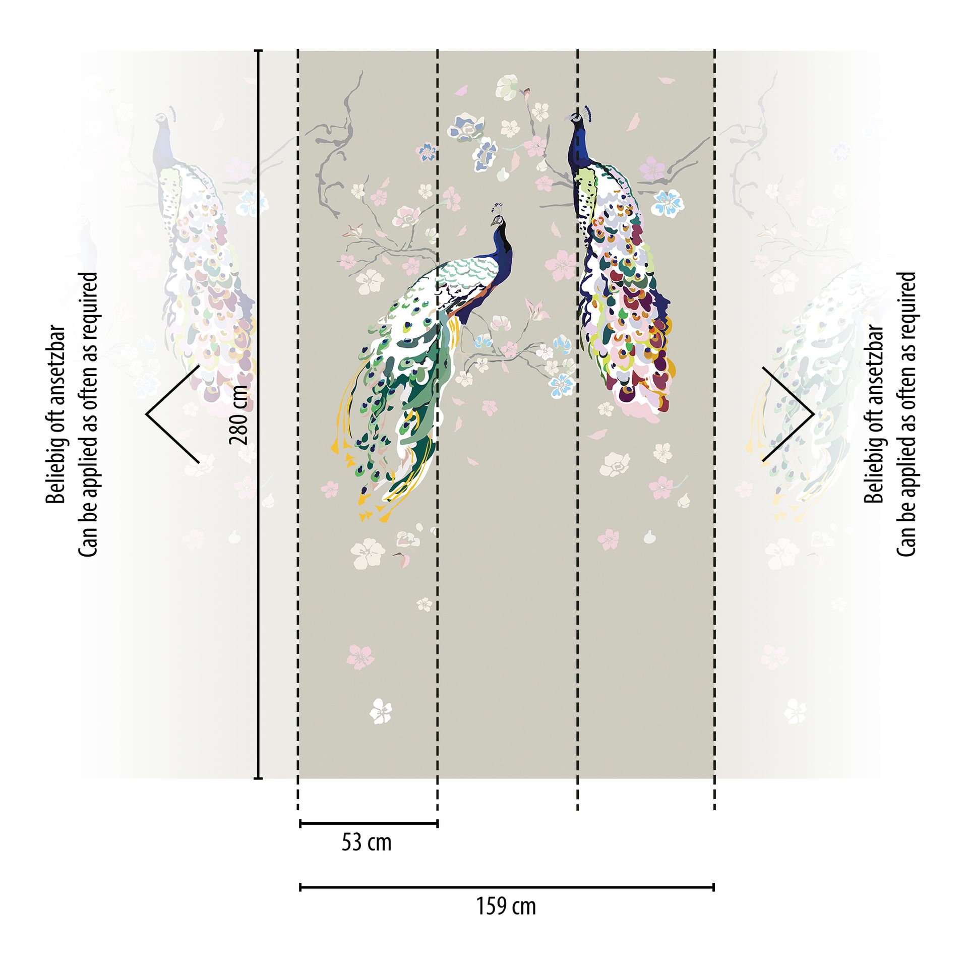 Vliestapete, Vogeltapete, grau 389092 Dekorbild