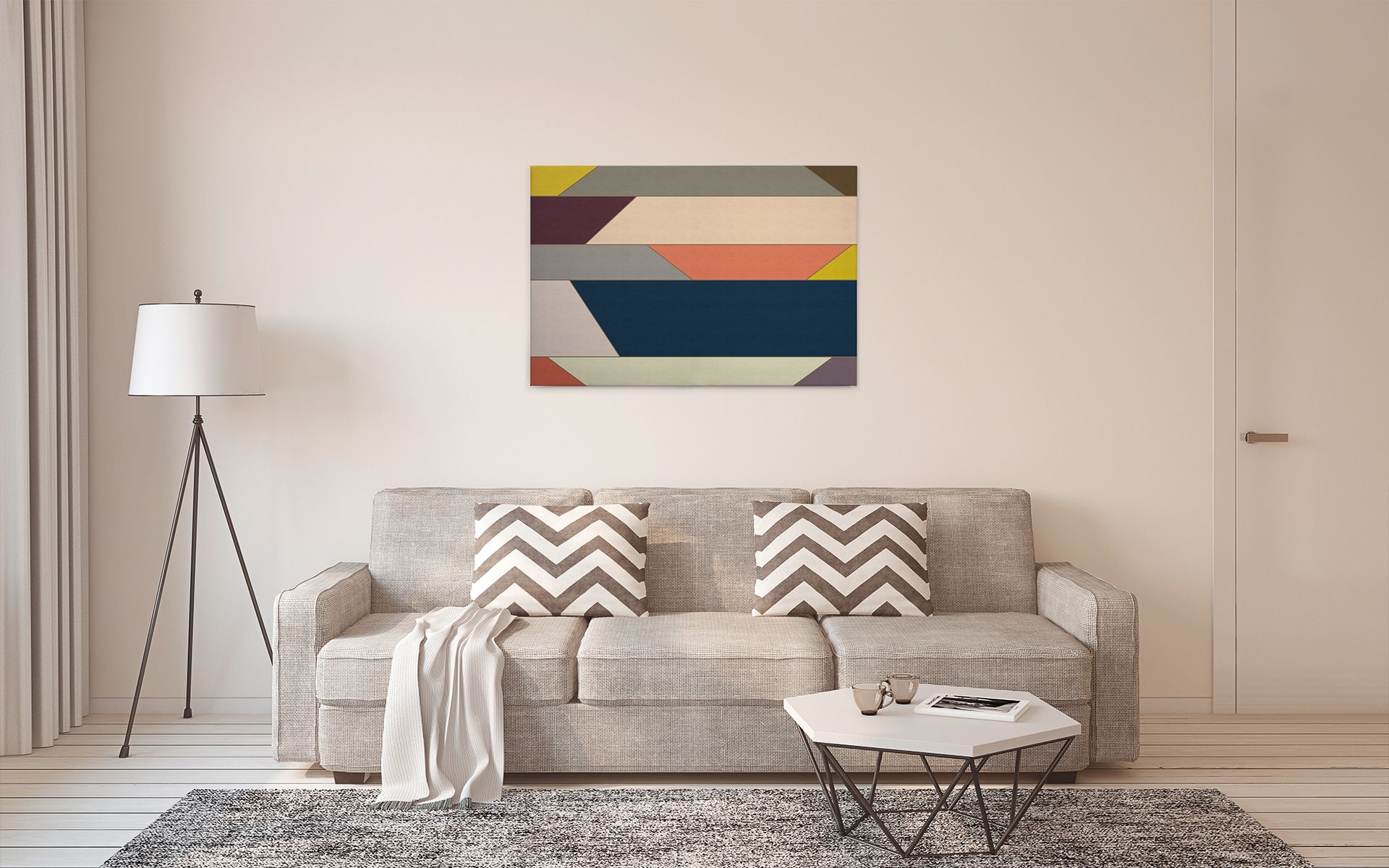 Leinwandbild Geometrie, blau, 90x60 cm DD120503