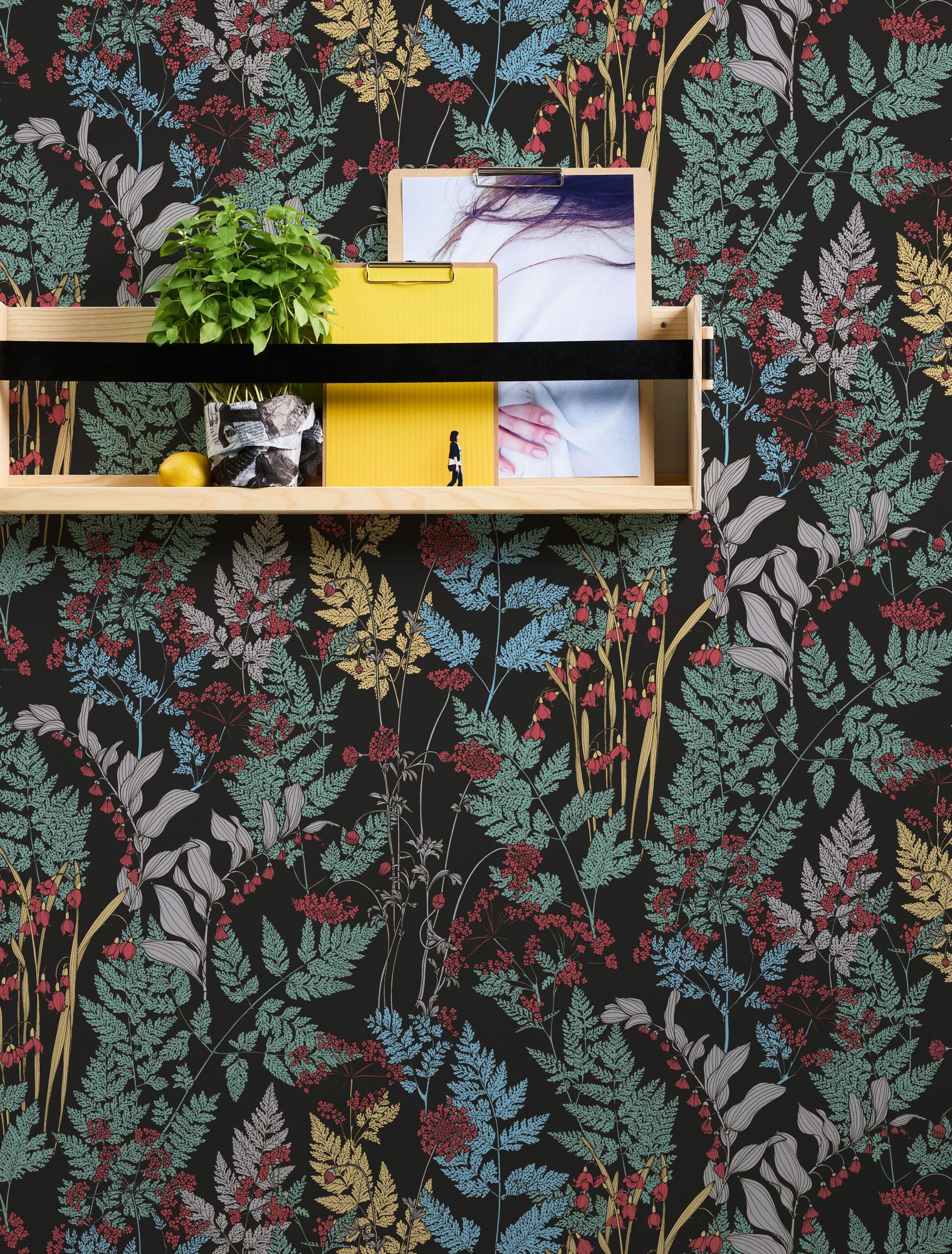 Architects Paper Floral Impression, Florale Tapete, schwarz, grün 377511