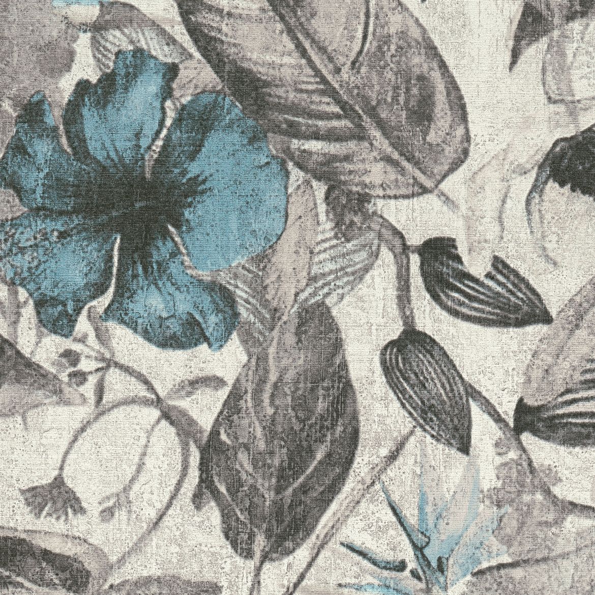A.S. Création Greenery, Florale Tapete, grau, blau 372162