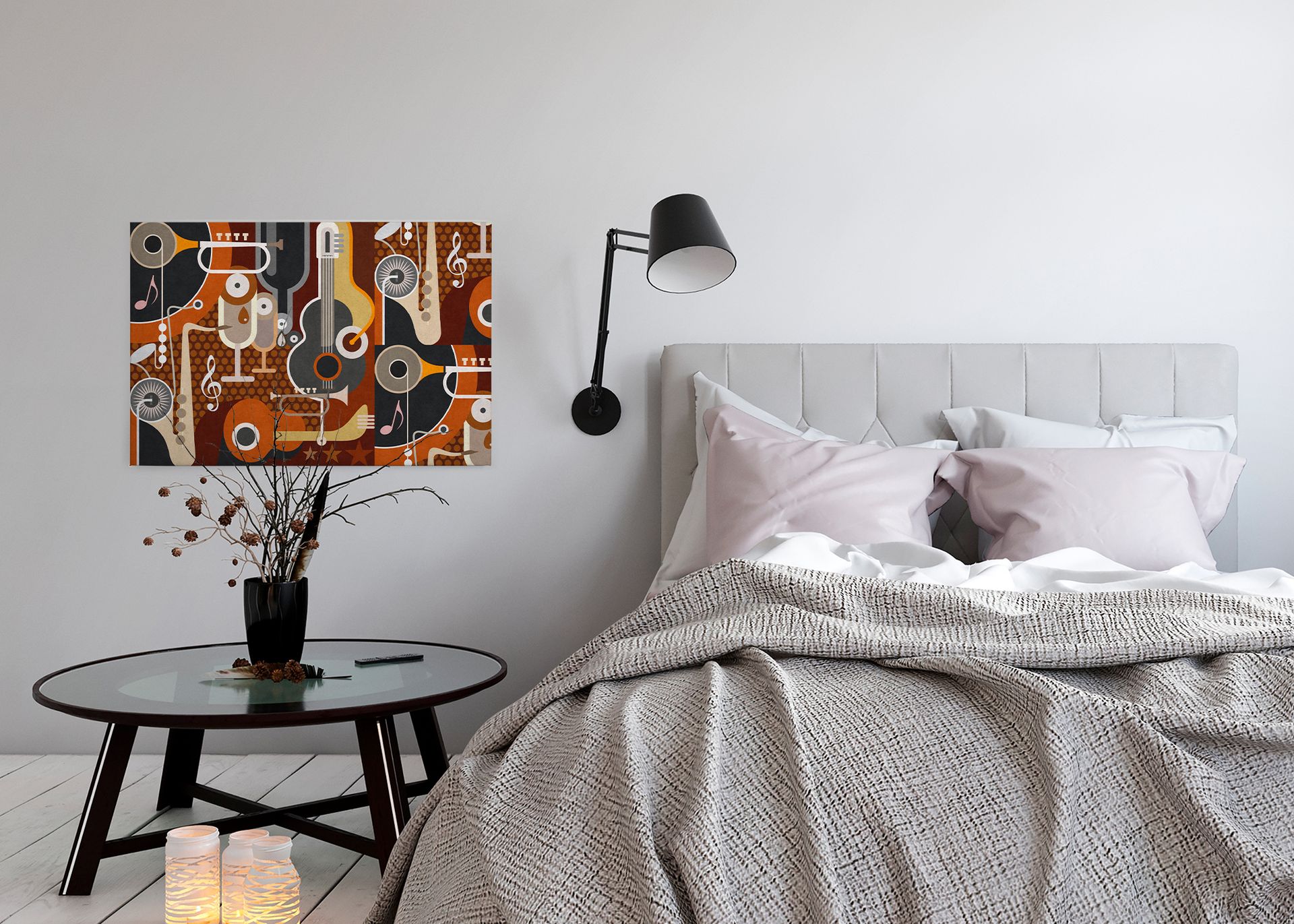 Leinwandbild Musikinstrumente, braun, 90x60 cm DD120418