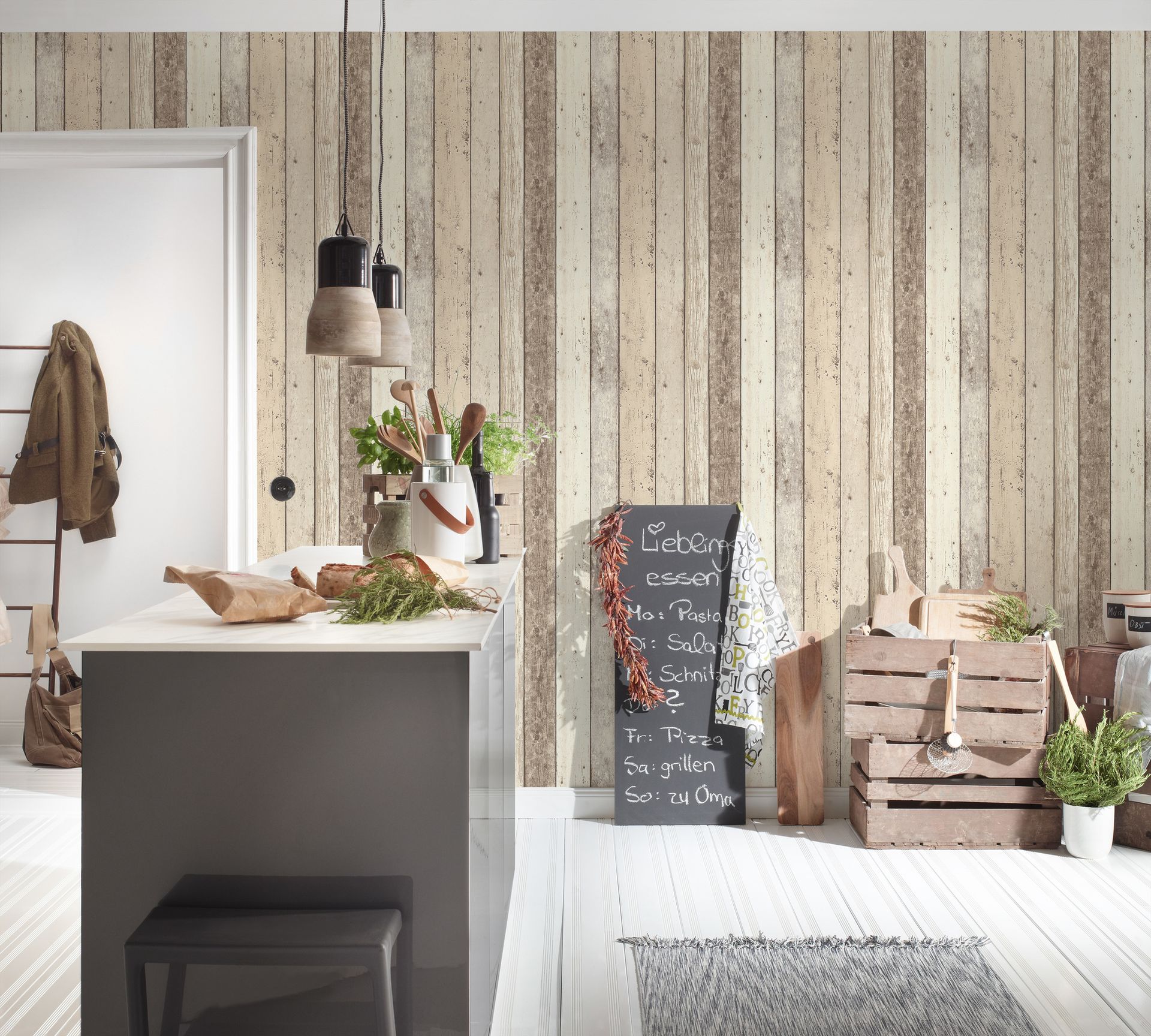 A.S. Création Best of Wood`n Stone 2nd Edition, Tapete in Holzoptik, beige, braun 895110