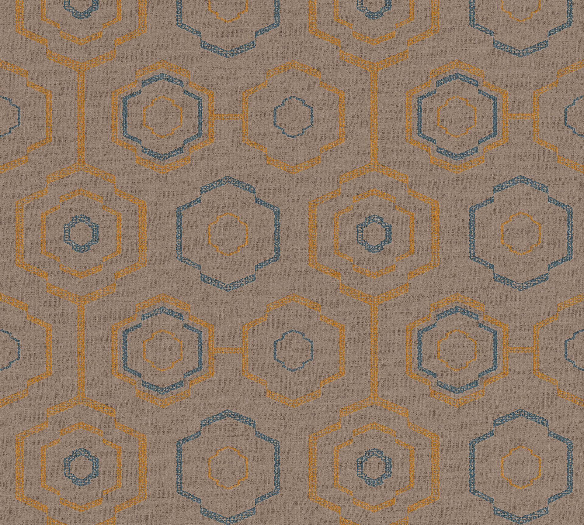 A.S. Création Ethnic origin, Geometrische Tapete, orange, blau 371773 Dekorbild