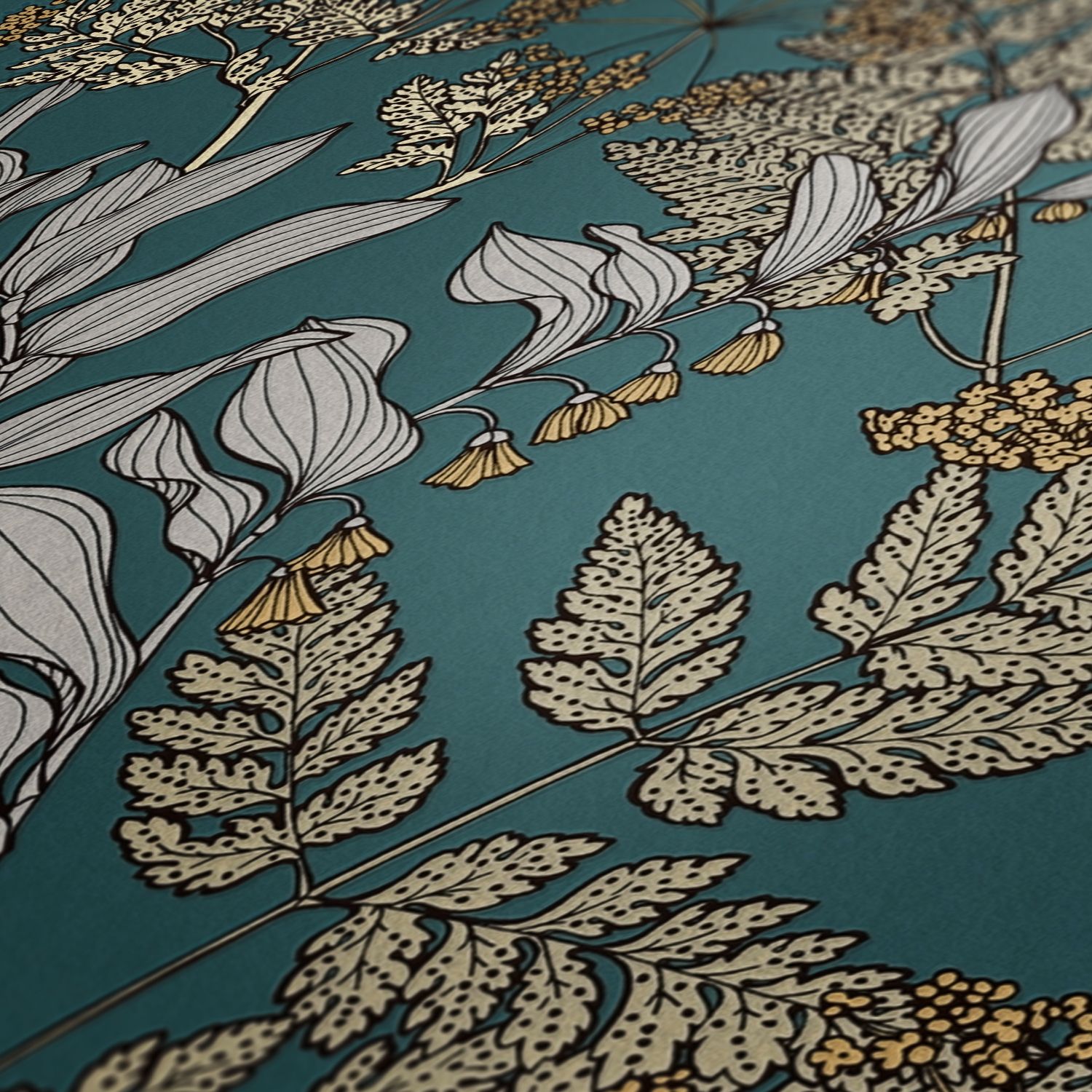 Architects Paper Floral Impression, Florale Tapete, blau, beige 377515