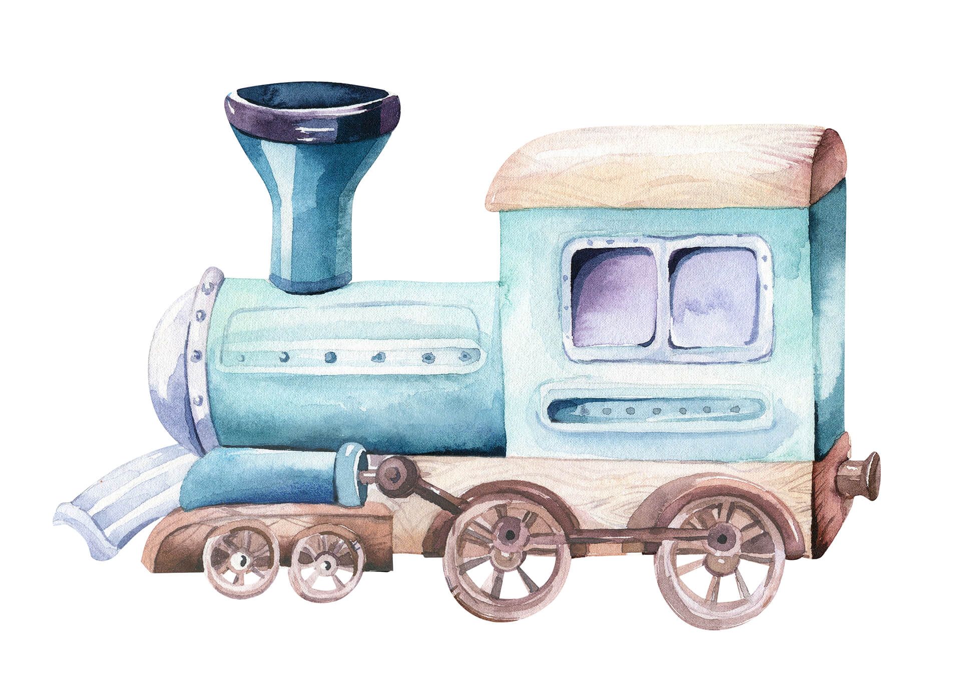 Leinwandbild Lokomotive, blau, 70x50 cm DD123106