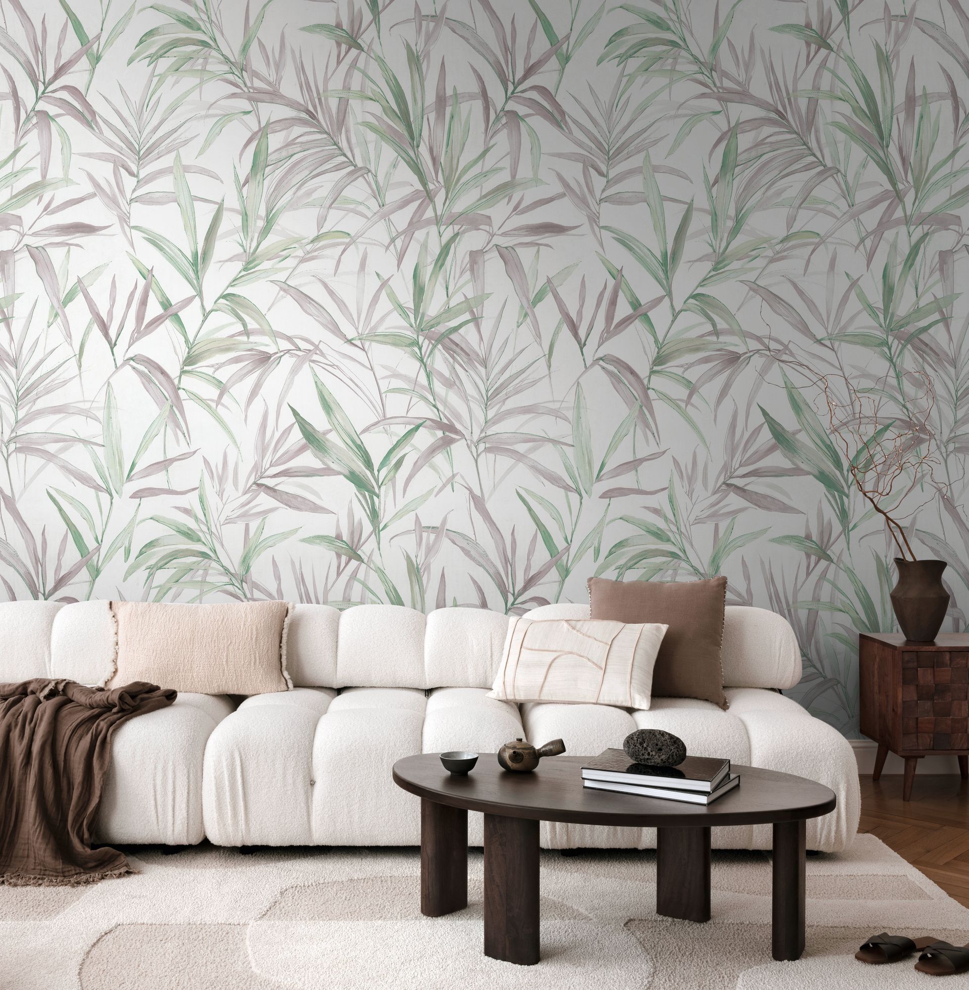 A.S. Création Palmblätter grün-lila 791452