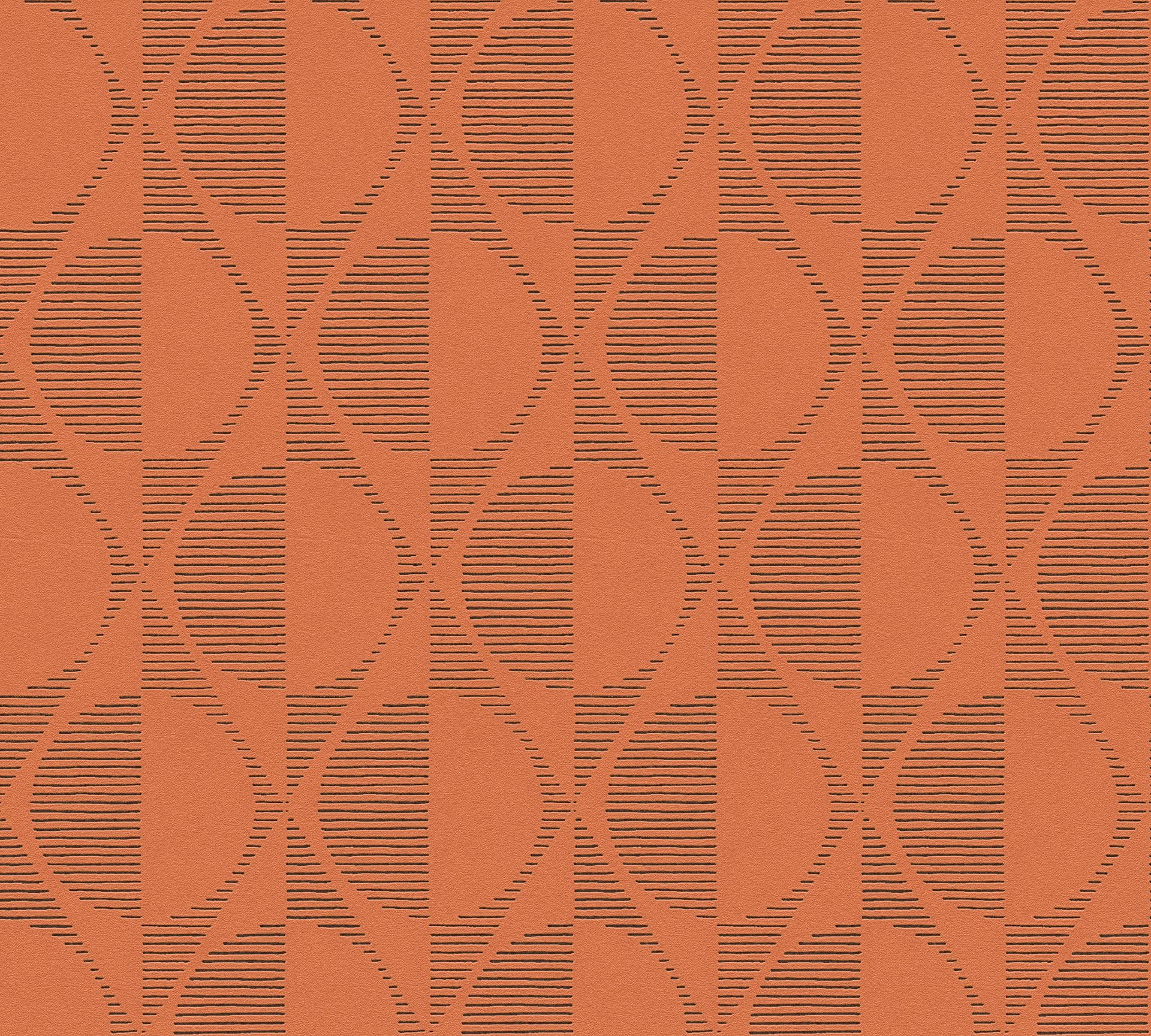 A.S. Création Pop Style, Vintagetapete, orange, schwarz 374784
