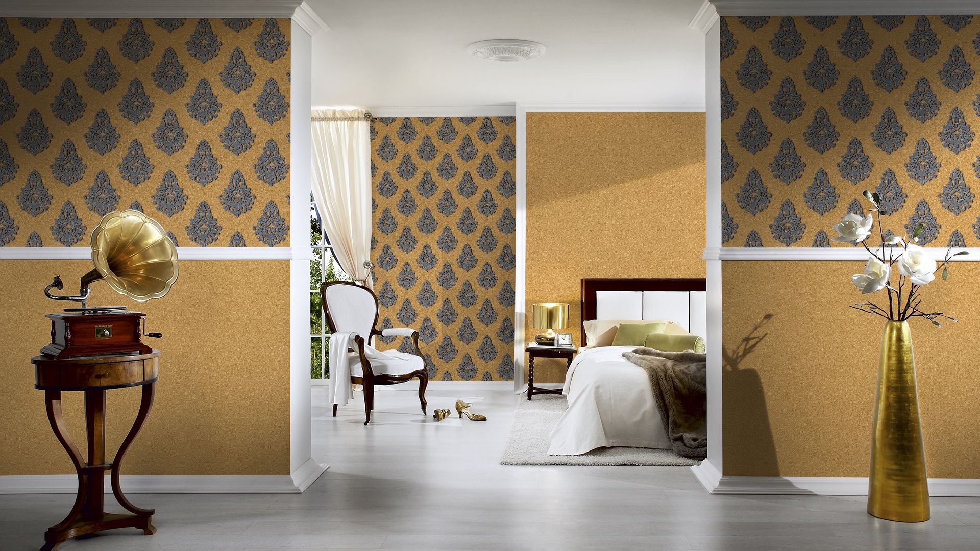 Raumbild 3 Architects Paper Nobile, Barock Tapete, gold, grau 959814