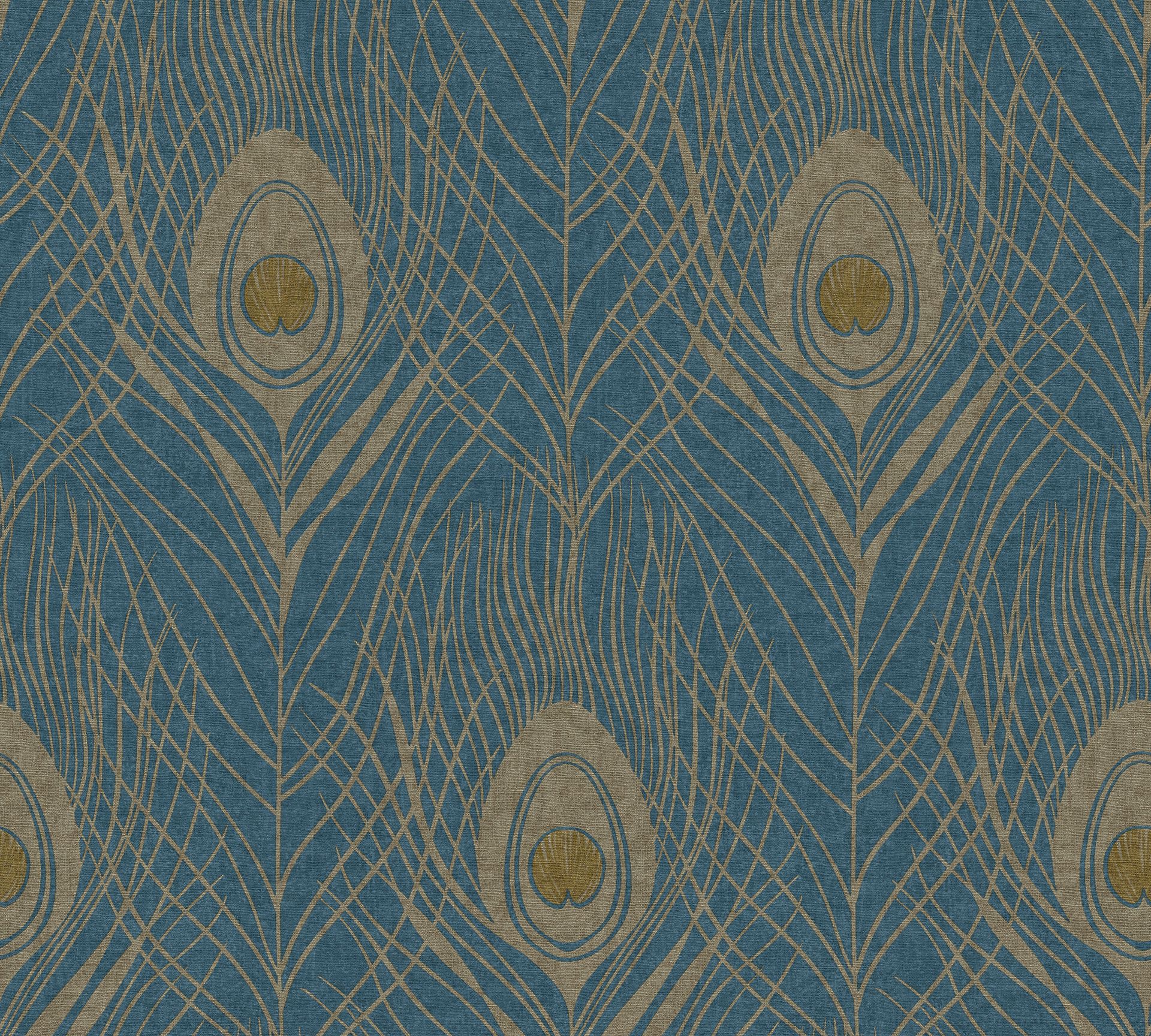 Architects Paper Absolutely Chic, Tapete mit Federn, blau, gold 369712