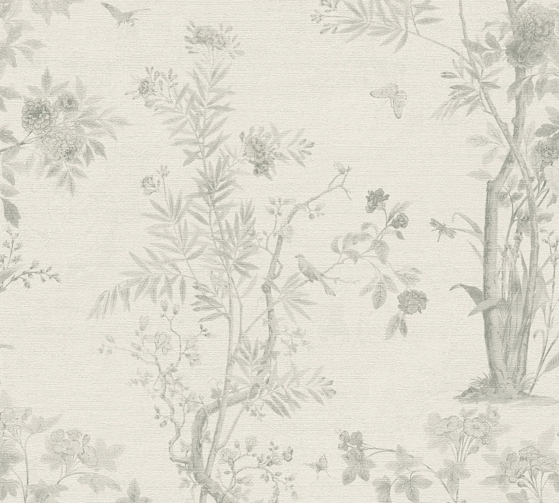 Vliestapete Floral - Schmetterlinge, grau, weiß, A.S. Création 790437