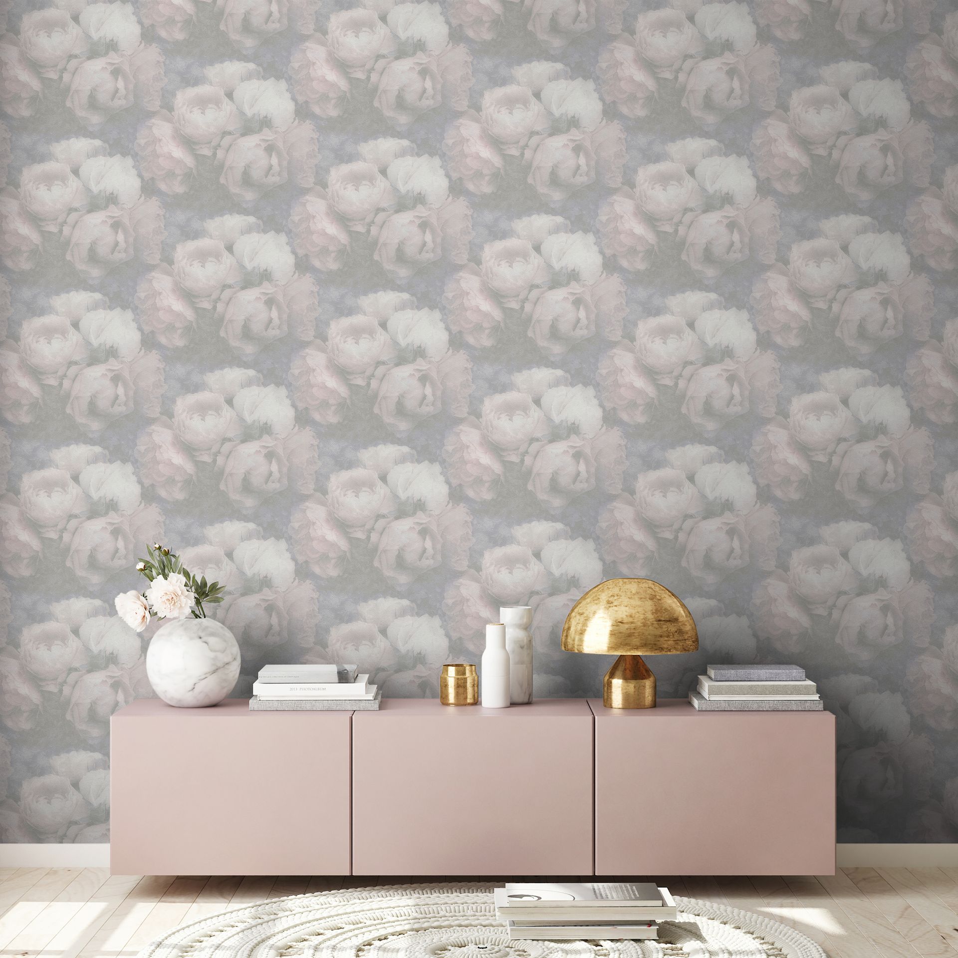 Livingwalls New Walls, Florale Tapete, grau, rosa 373923