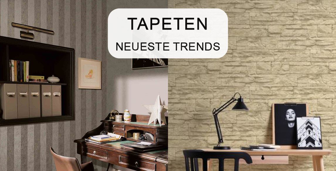 Wohntrends - Tapeten Banner, Beispiel von Muster- und Steinoptik Tapete