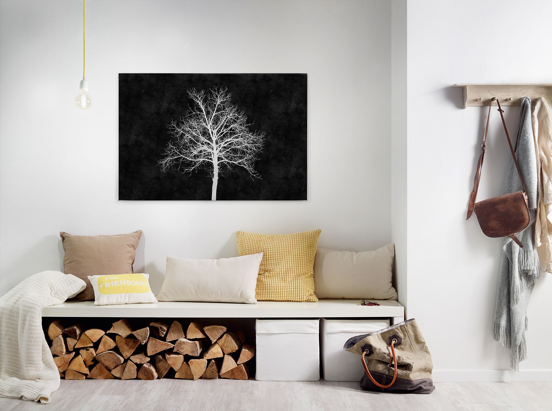 Leinwandbild Baum, weiß, 90x60 cm DD120358