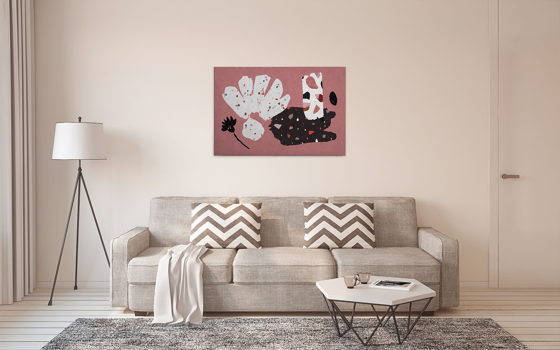 Leinwandbild Abstrakte Formen, rosa, 90x60 cm DD120449
