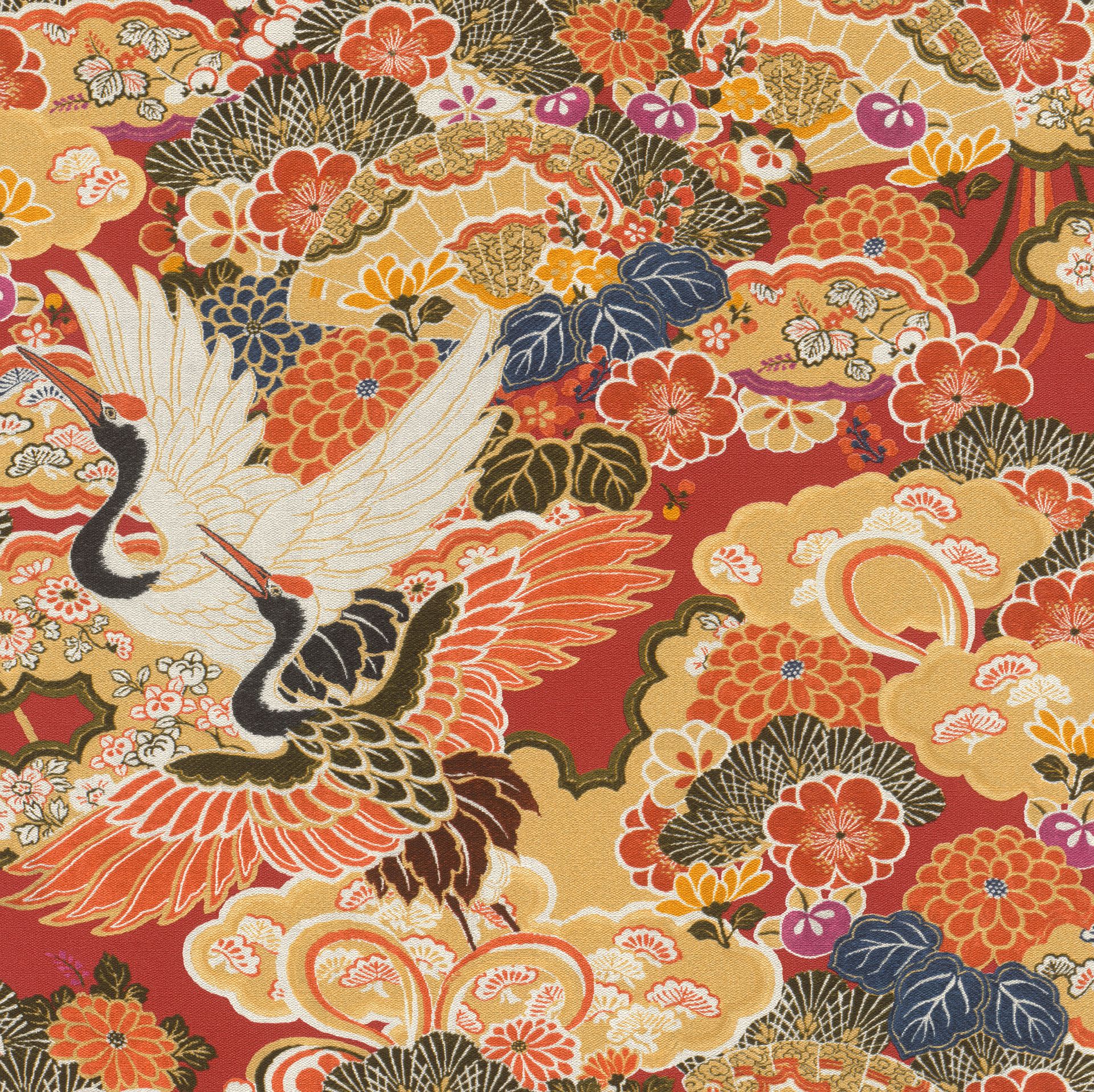 Rasch Kimono, Exotic, rot weiß 409345 Dekorbild