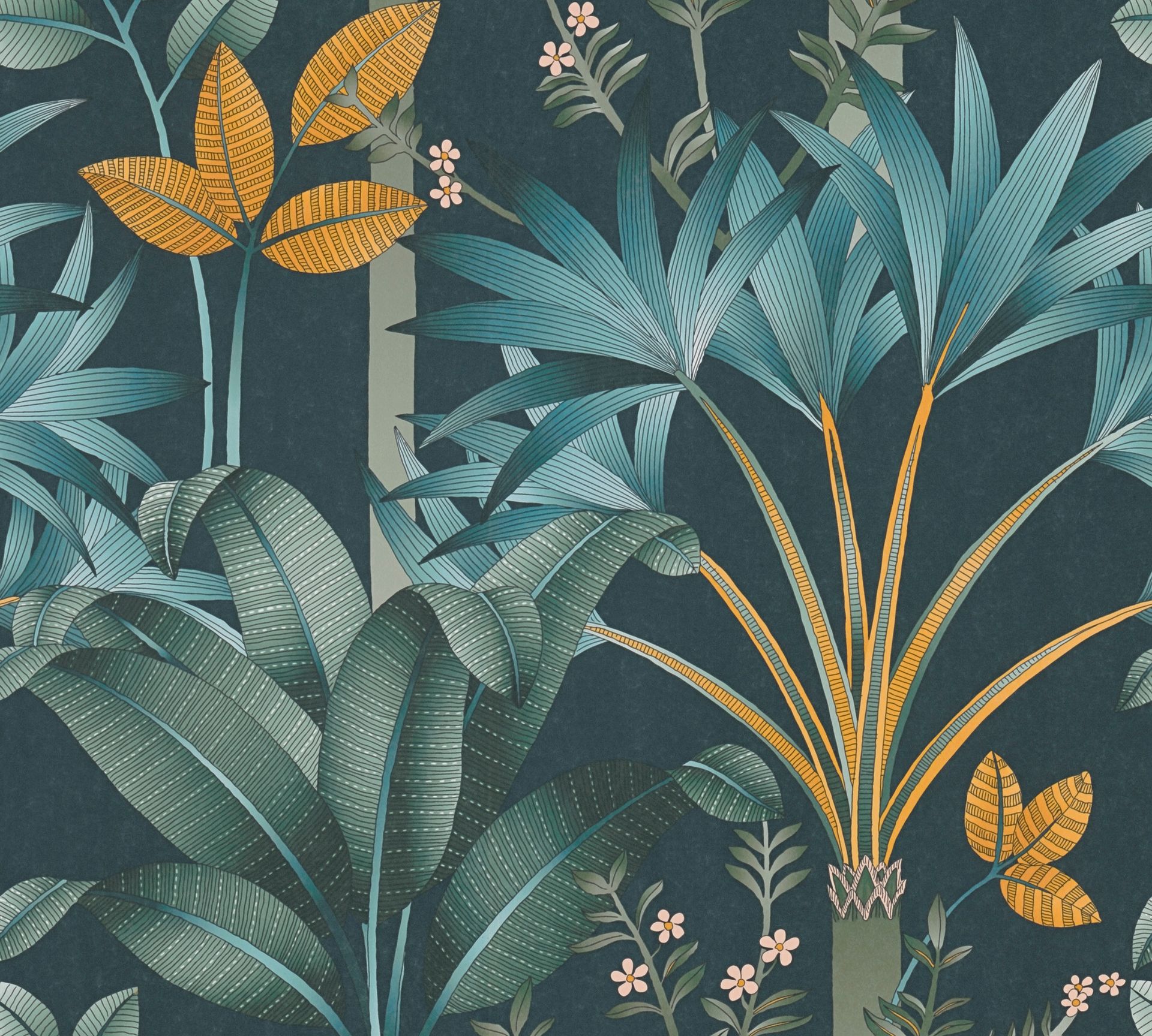 Architects Paper Arcade, Florale Tapete, bunt, petrol 391724