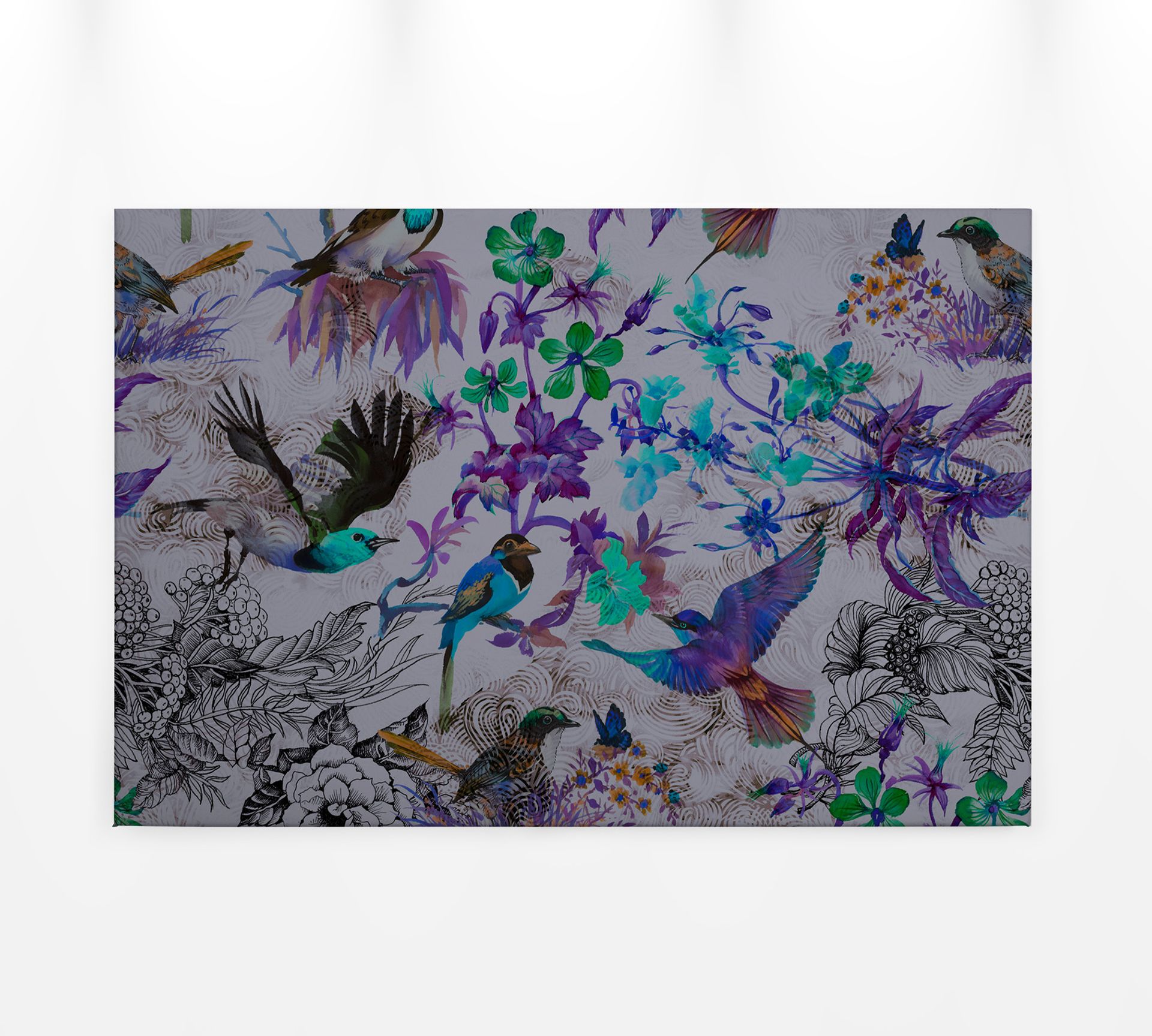 Leinwandbild Vögel, lila, 90x60 cm DD120344