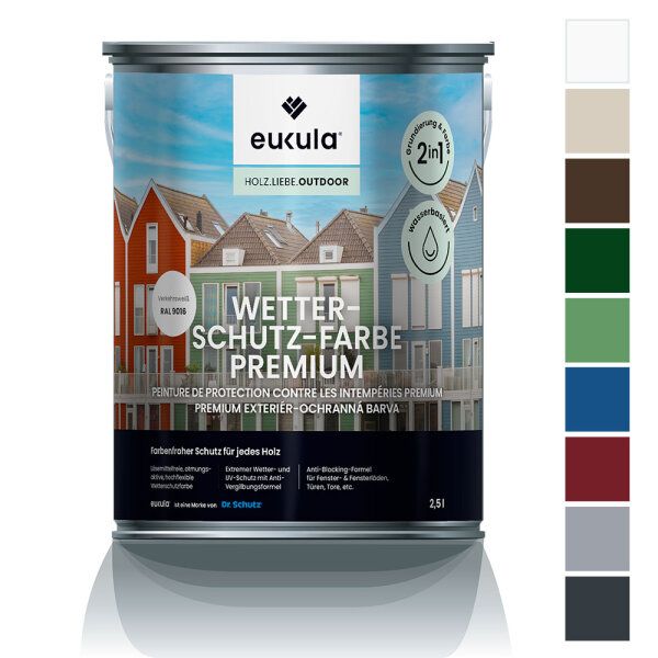 eukula Wetterschutz-Farbe Premium verkehrsweiß 1 Liter