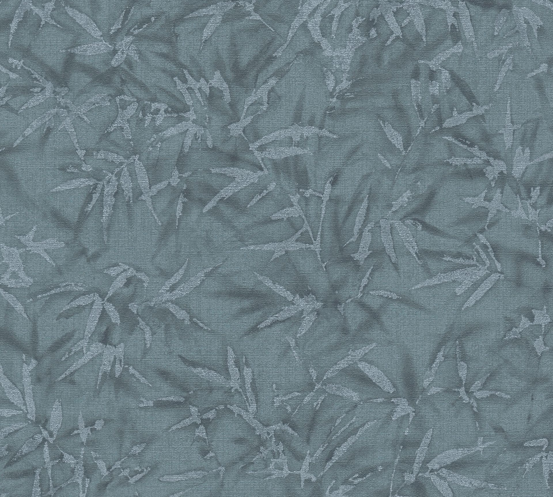 Vliestapete Floral - Blätter, blau, metallic, A.S. Création 790466