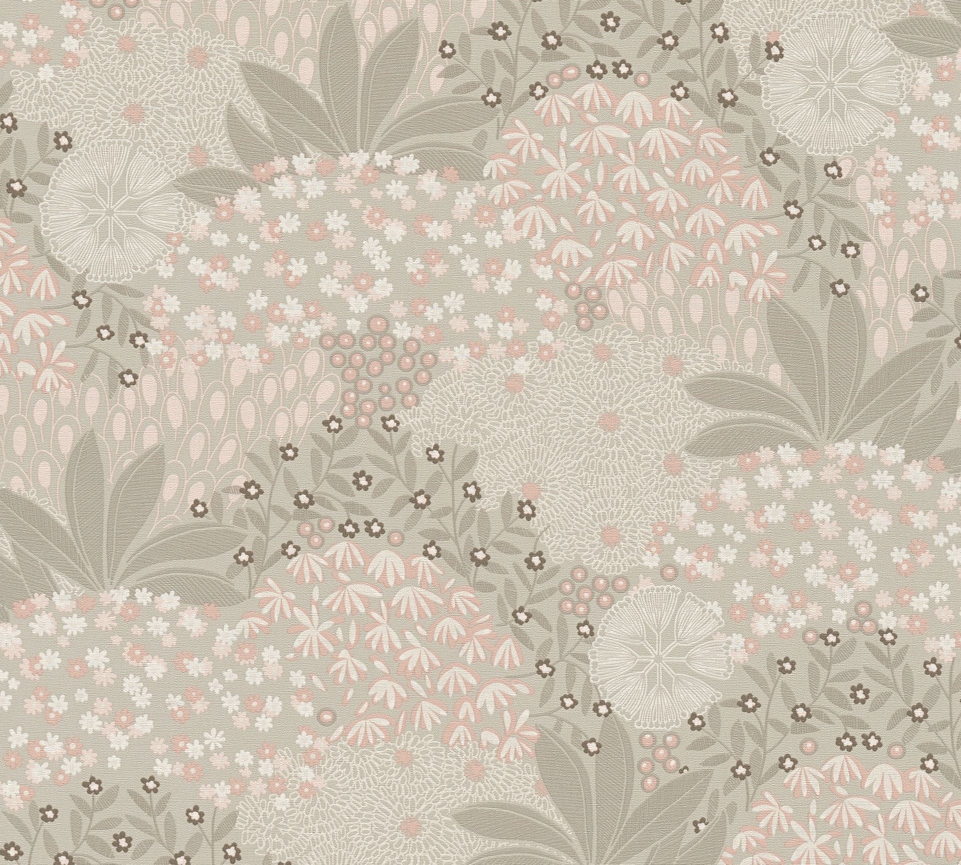 A.S. Création Nara, Florale Tapete, grau, beige 387402