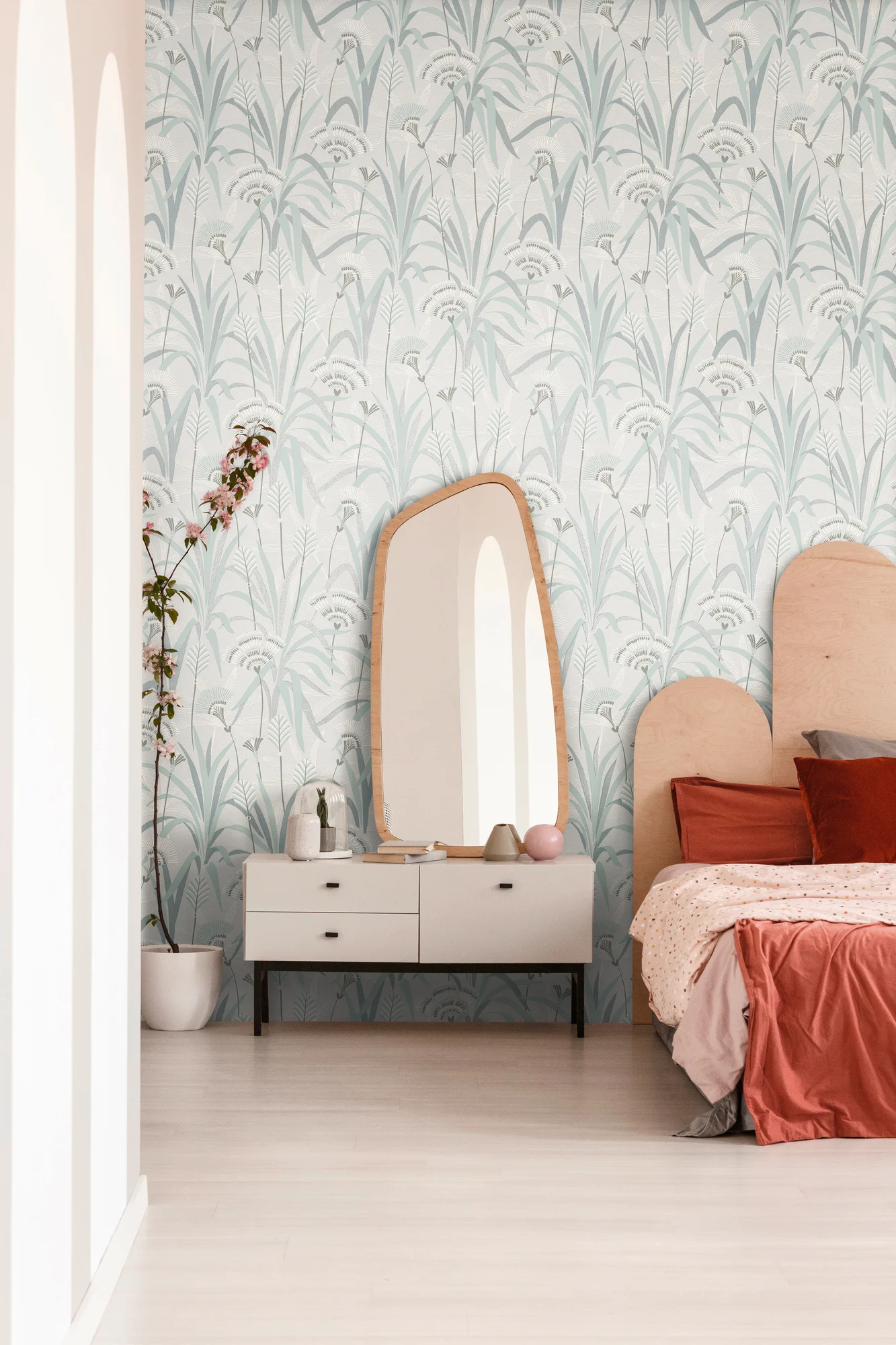 Profiltapete, Floral, grau 399363