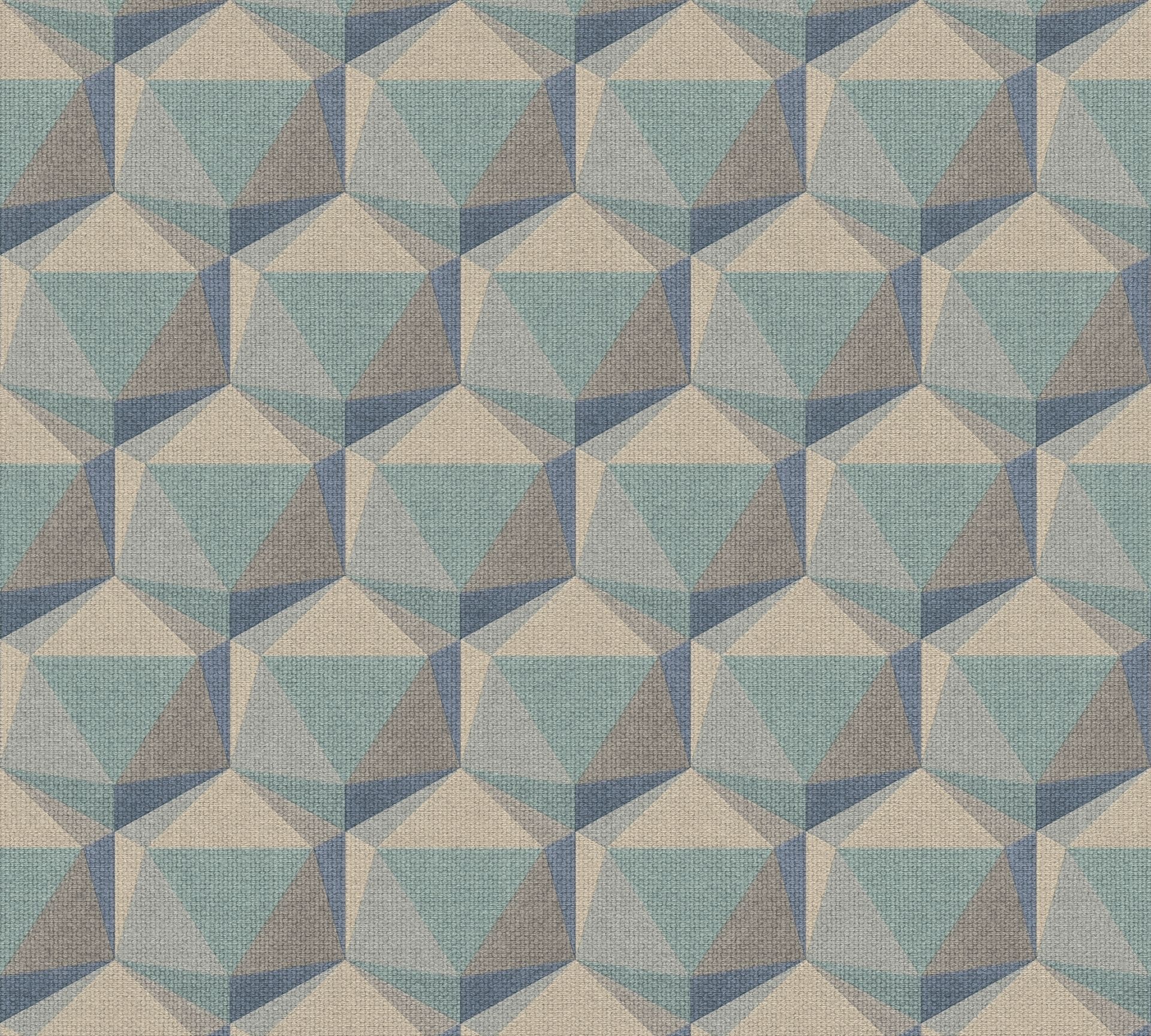 A.S. Création Nara, Geometrische Tapete, blau, beige 387484