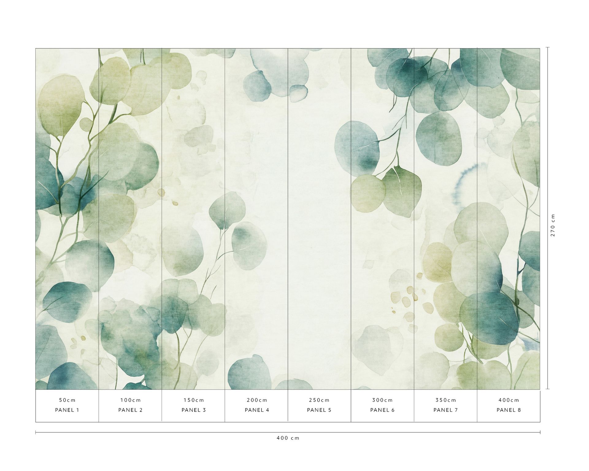 Fototapete Eukalyptus – Aquarell Grün (400x270cm), Erismann Fototapete Eukalyptus – Aquarell Grün (400x270cm), Erismann