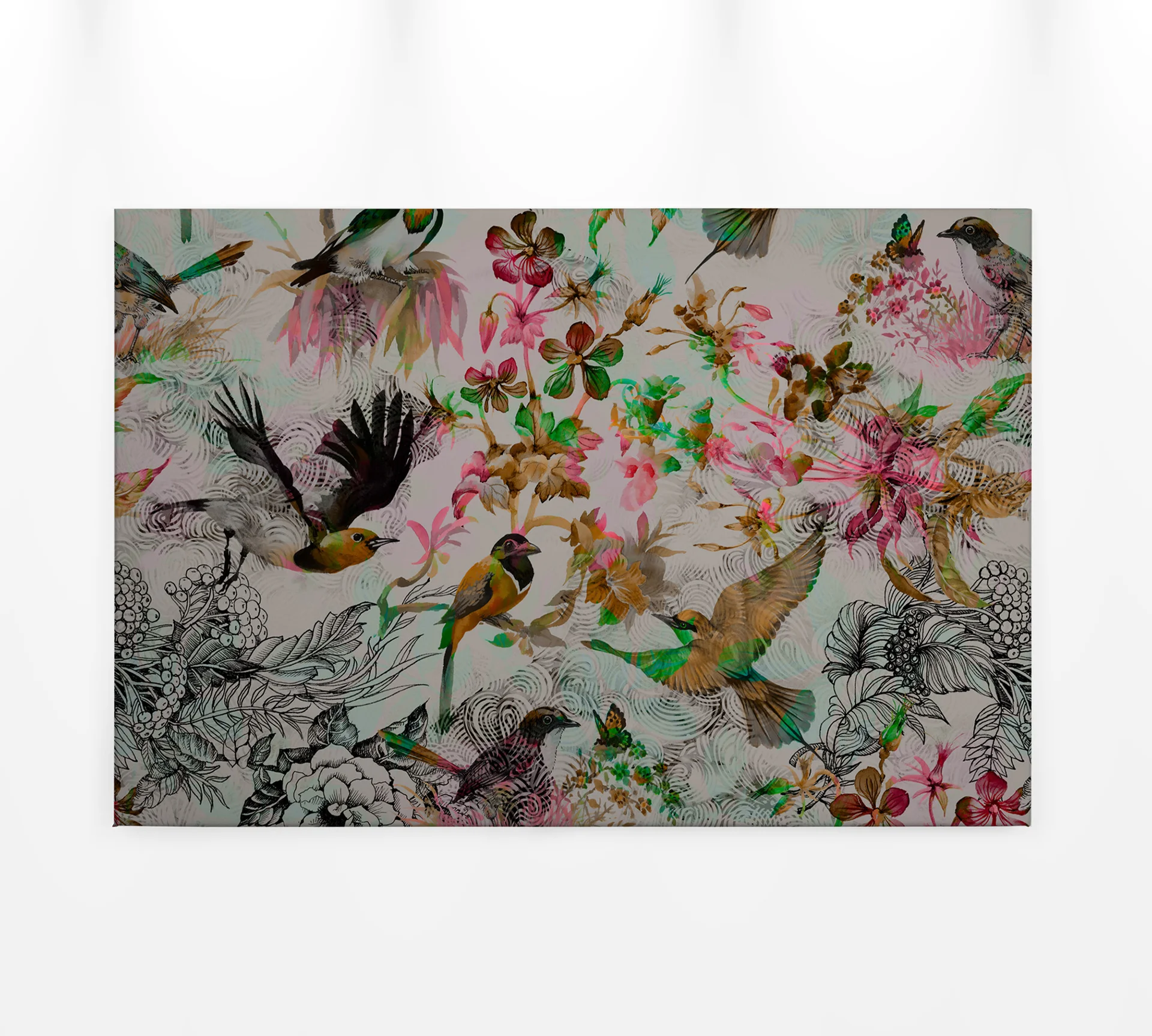 Leinwandbild Vögel, grün, 90x60 cm DD120343