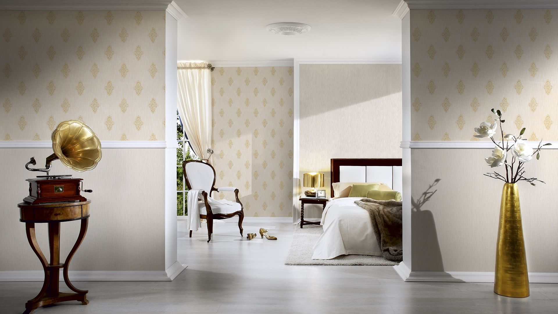 Architects Paper Luxury Wallpaper, Barock Tapete, creme, gold 319462